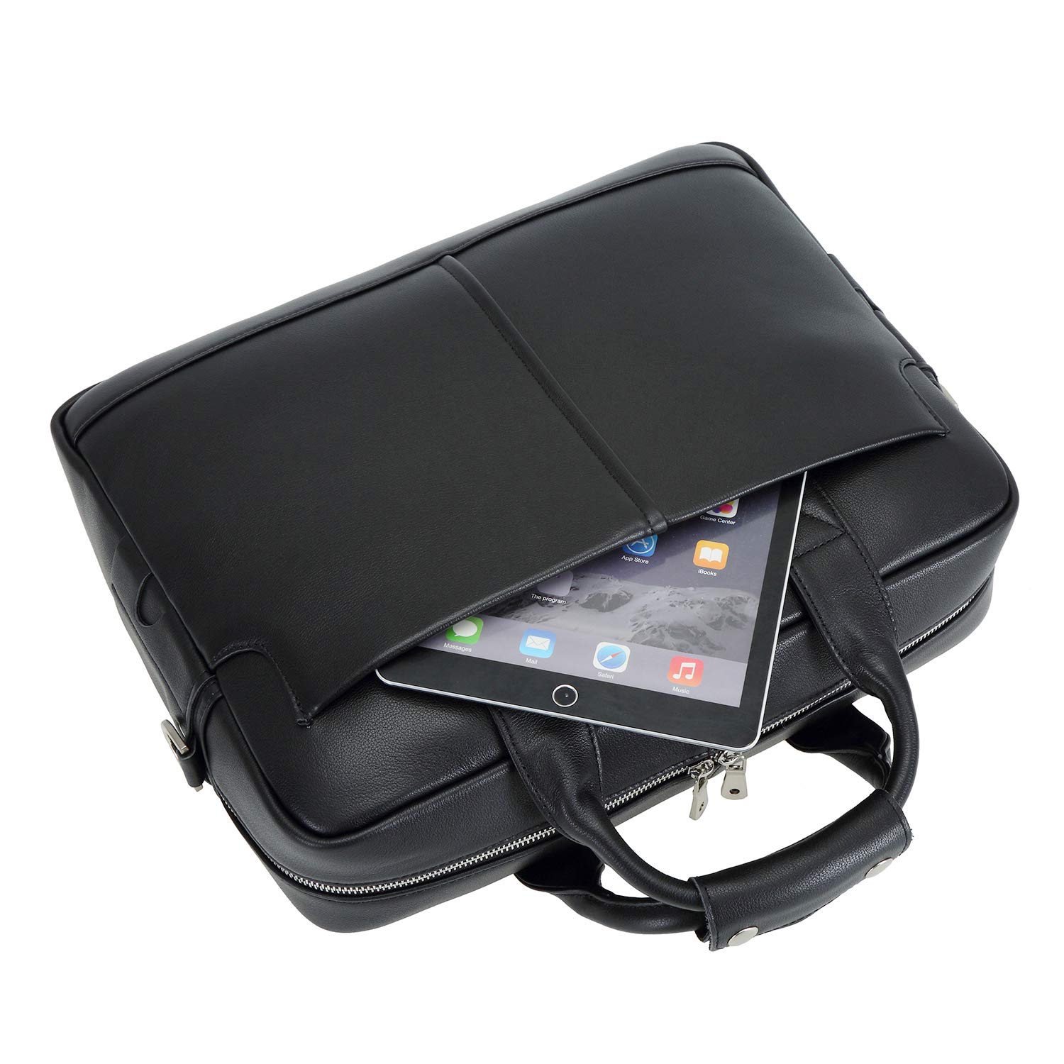 Polare Genuine Leather Briefcase for Men - Professional Business Travel Messenger Bag with YKK Metal Zipper - Fits 15.6 Inch Laptop - Perfect for Office, Commuting & Business Trips