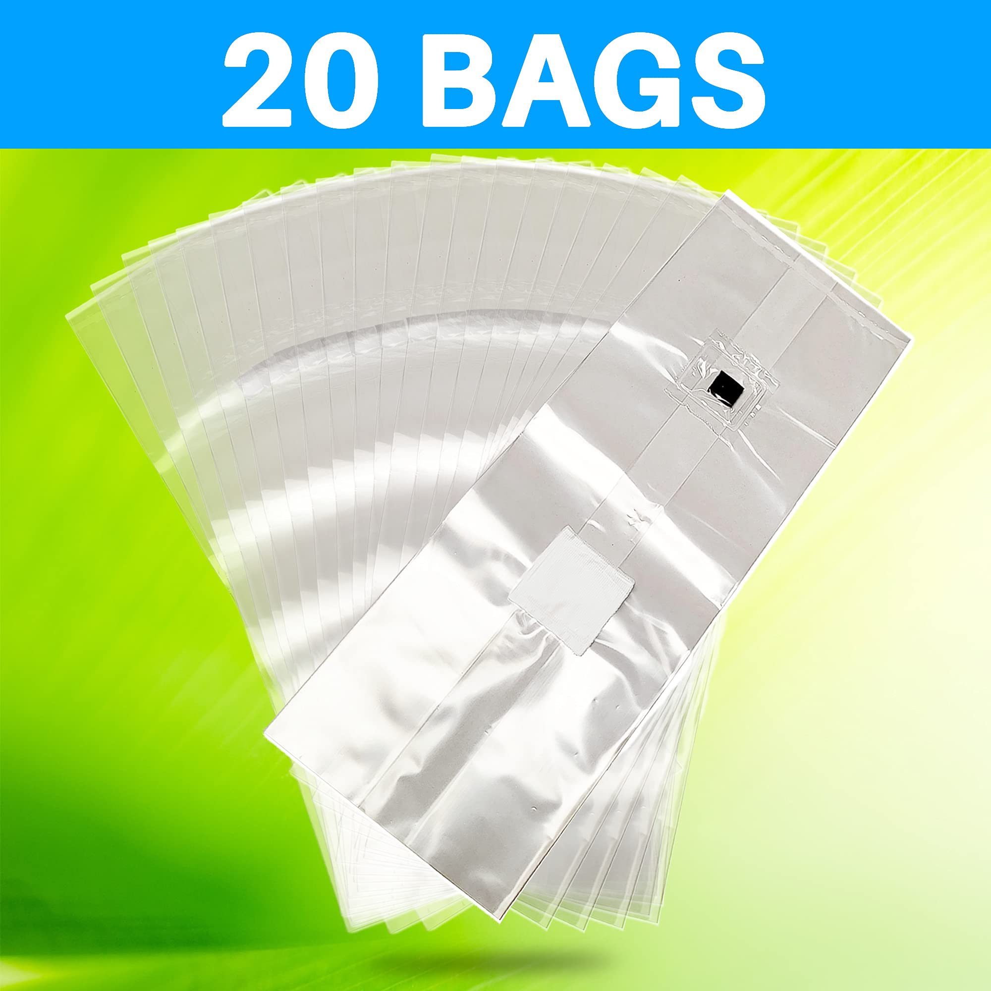 Premium Mushroom Grow Bags with Self-Healing Injection Port - 20 Pack - 0.2 Micron Filter Patch - 3mm Thick Autoclavable Polypropylene - Durable & Tear-Resistant for Home Mushroom Cultivation & Commercial Farming