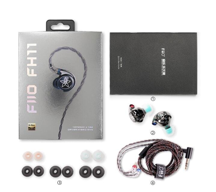 FiiO FH11 Hybrid In-Ear Monitors with 1 Dynamic Driver + 1 Balanced Armature - High Resolution Audio Earphones for Music Lovers & Audiophiles - Perfect for Studio Recording, Gaming & Travel