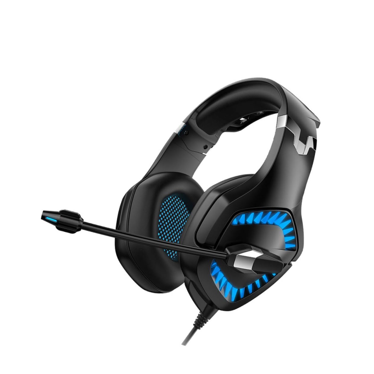 Jojofuny 2-Piece LED Gaming Headphones with Noise Isolating Mic - Soft Ear Cushions for PC, Laptop, Mobile (Black/Blue) - Perfect for Esports, Streaming & Late-Night Gaming Sessions