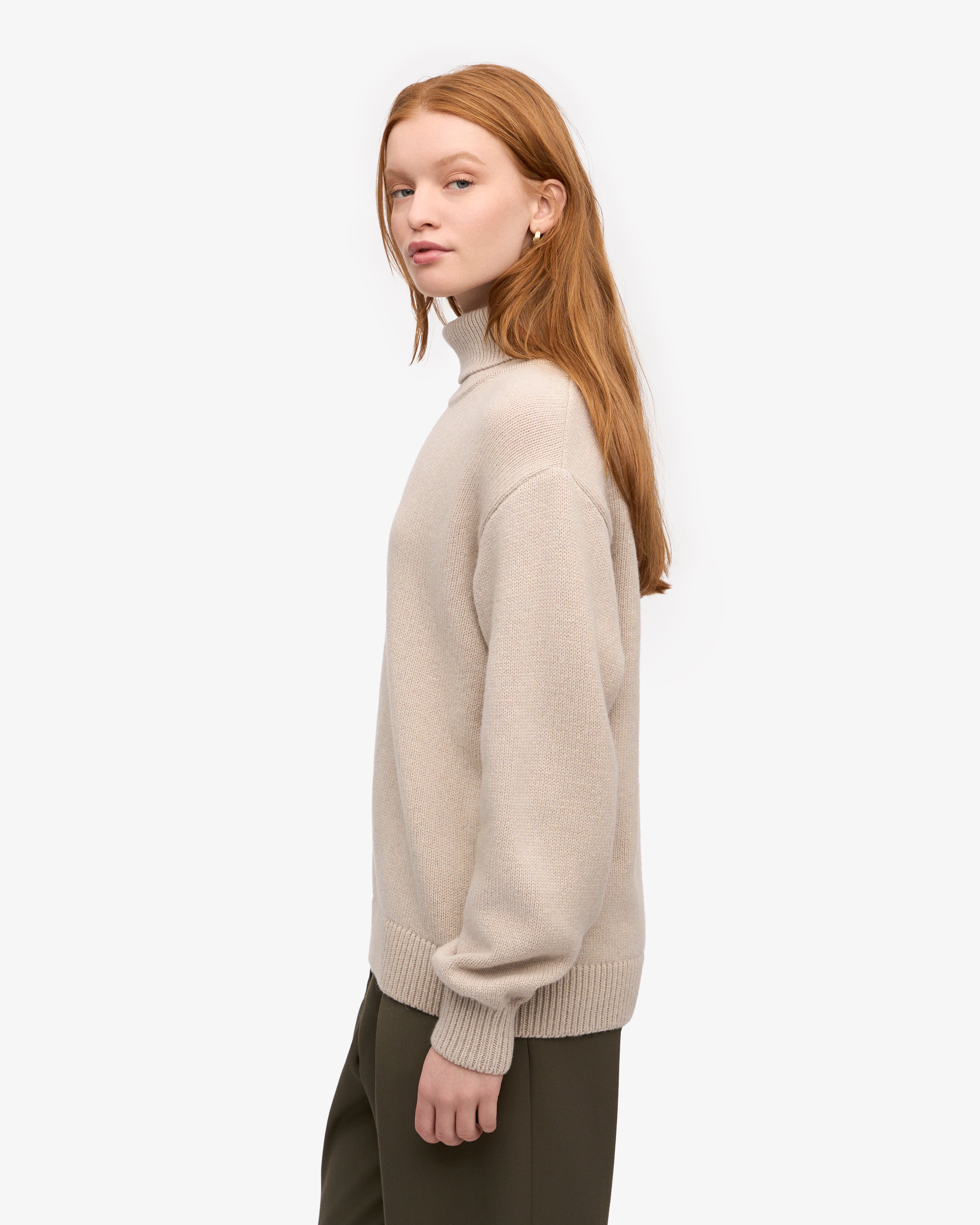 Premium Merino Wool Turtleneck Sweater for Women - Soft Ivory White Winter Pullover - Perfect for Office, Travel & Cold Weather Layering