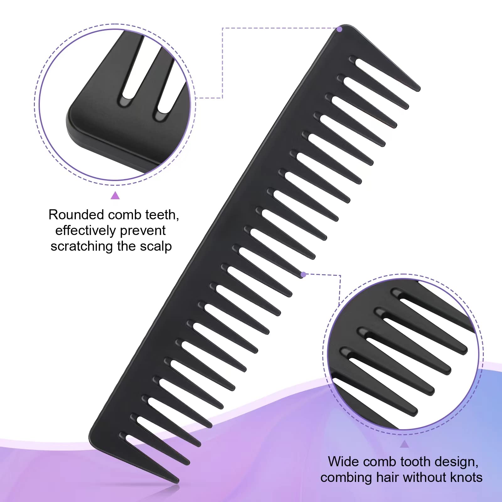 4Pcs Hair Brush Styling Combs Set - Anmieciu Bristle Edge Brush, Teasing Brush, Rat Tail Comb & Wide Tooth Comb for Women, Men & Girls - Detangling, Smoothing & Styling Hair (Black) - Perfect for Salon, Home & Travel Use