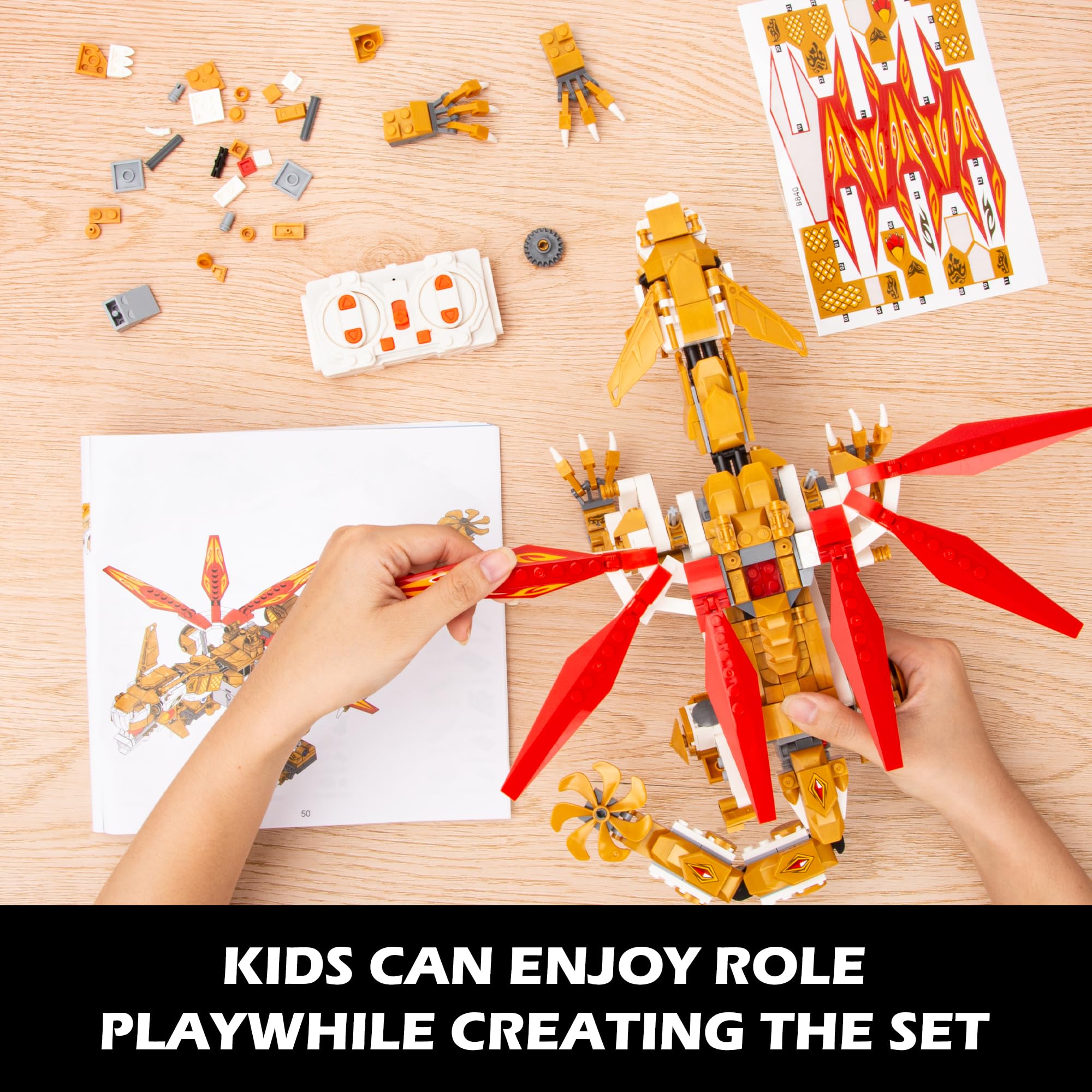 EDUCIRO 512PCS STEM Dragon Building Kit - Remote Control & APP Programmable Coding Toys for Kids Ages 8-14 | Educational Christmas Birthday Gift for Boys & Girls | Perfect for STEM Learning, Creative Play & Family Bonding Activities