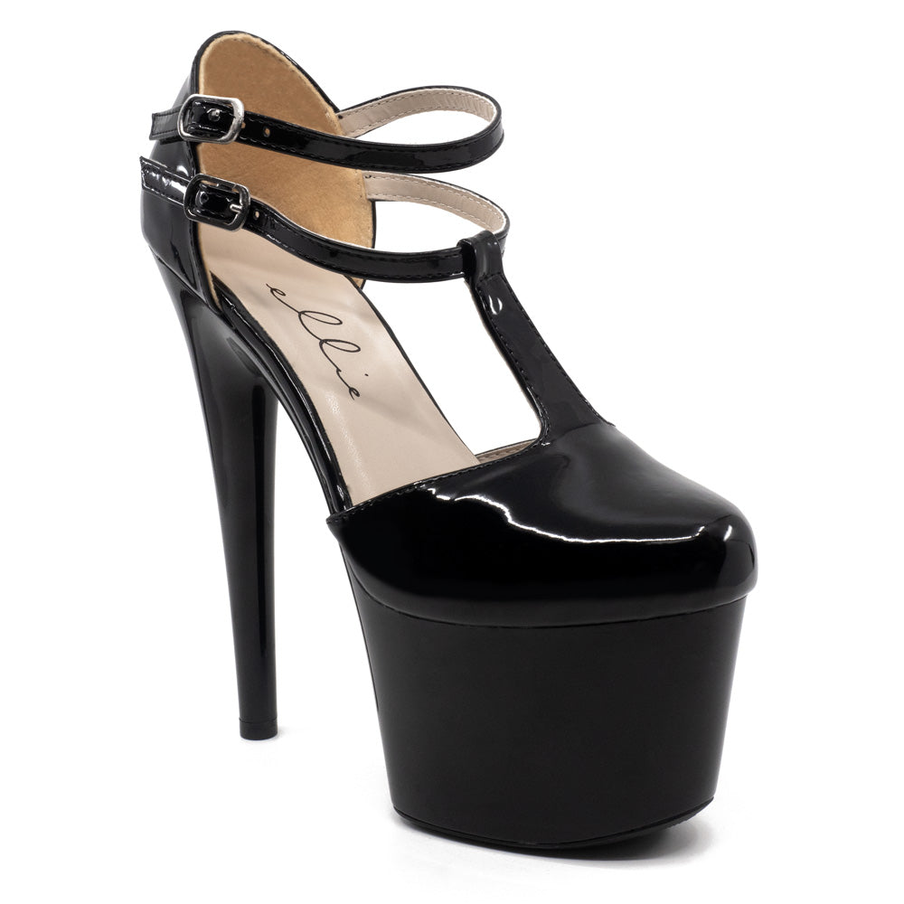Ellie Shoes Venus 7 Stiletto T-Strap Closed Toe Platform Heels for Women - Sexy High Heel Pumps for Party, Wedding & Evening Wear