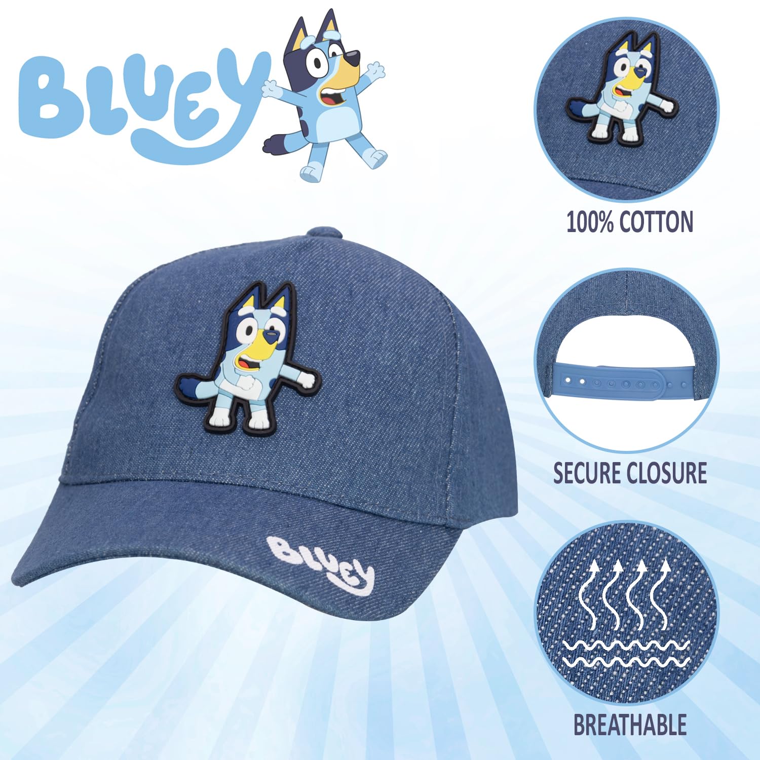 Bluey Hat for Toddlers - Adjustable Baseball Cap for Kids with Bingo & Bandit Design | Perfect for Outdoor Play, Birthday Gifts & Family Costume Fun