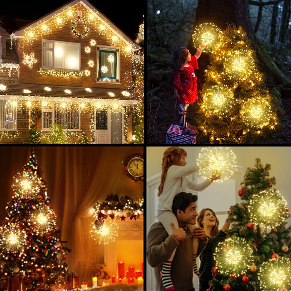 Techip 4PCS 200LED Battery Operated Fairy Lights with Remote & Timer - Waterproof Copper Wire String Lights for Wedding, Christmas, Party, Garden, Patio, Bedroom Decor - Indoor & Outdoor Decorative Lighting for Home, Events and Special Occasions