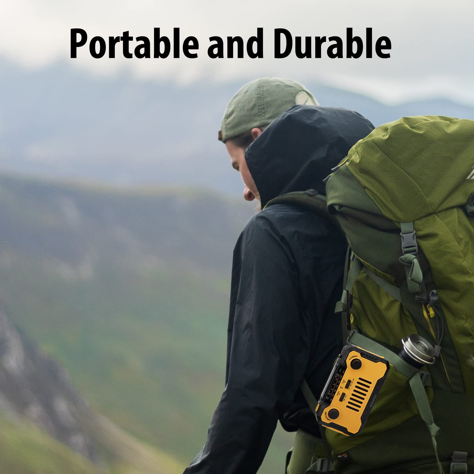 Megatek Emergency NOAA Weather AM/FM Radio - 5000mAh Solar & Hand Crank Power Bank with USB-C Phone Charger, Flashlight & Reading Light - Perfect for Camping, Hiking & Emergency Preparedness