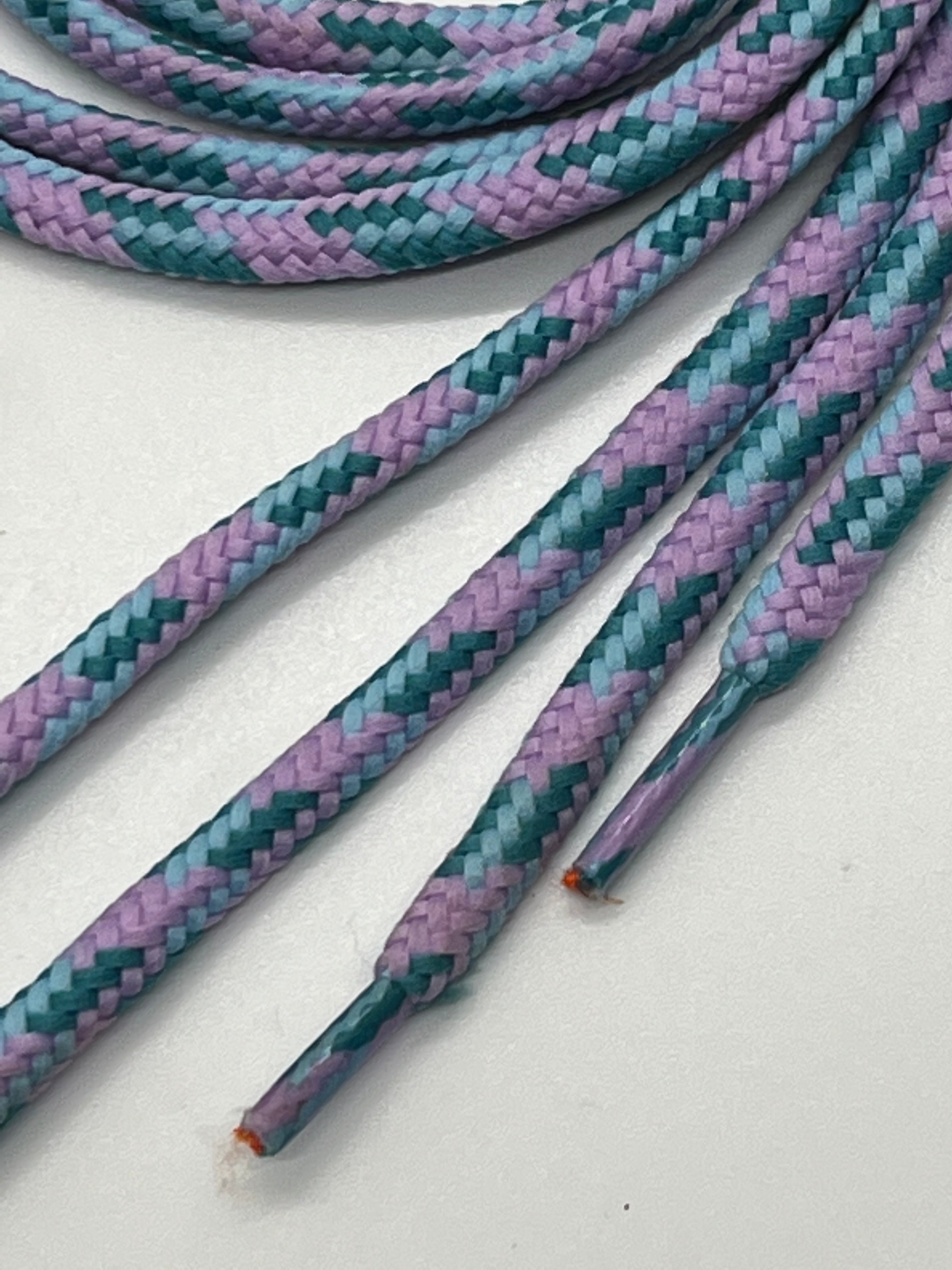 Vibrant Round Multi-Color Shoelaces - Lilac, Light Teal & Light Blue | Durable Cotton Laces for Sneakers, Boots & Casual Shoes | Perfect for Fashion, Sports & Everyday Wear