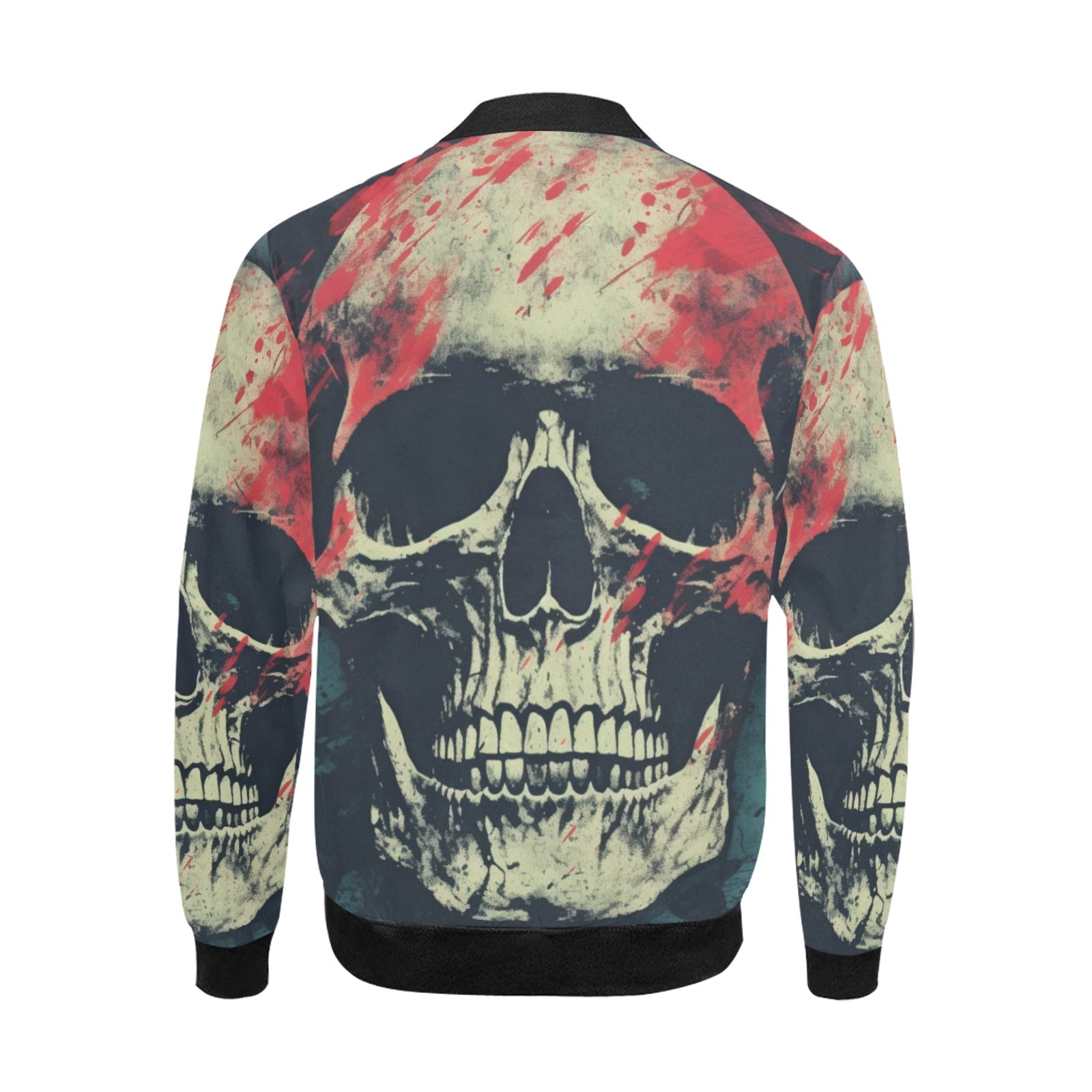 Grunge Skull Splattered Pattern Bomber Jacket - Vintage Punk Rock Biker Jacket for Men & Women - Perfect for Concerts, Halloween & Streetwear Fashion