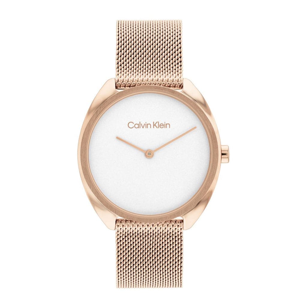 Calvin Klein Women's Watch with White Dial & Rose Gold Milanese Strap - Model 25200270 | Elegant Fashion Accessory for Everyday Wear, Office & Special Occasions