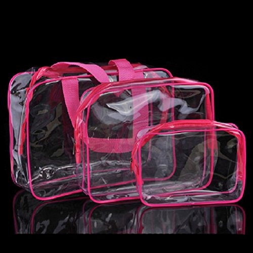 Clear PVC Travel Toiletry Bag - 3-in-1 Waterproof Makeup Organizer for Men & Women | Carry-On Compliant Cosmetic Case for Airplane, Business Trips & Bathroom Organization