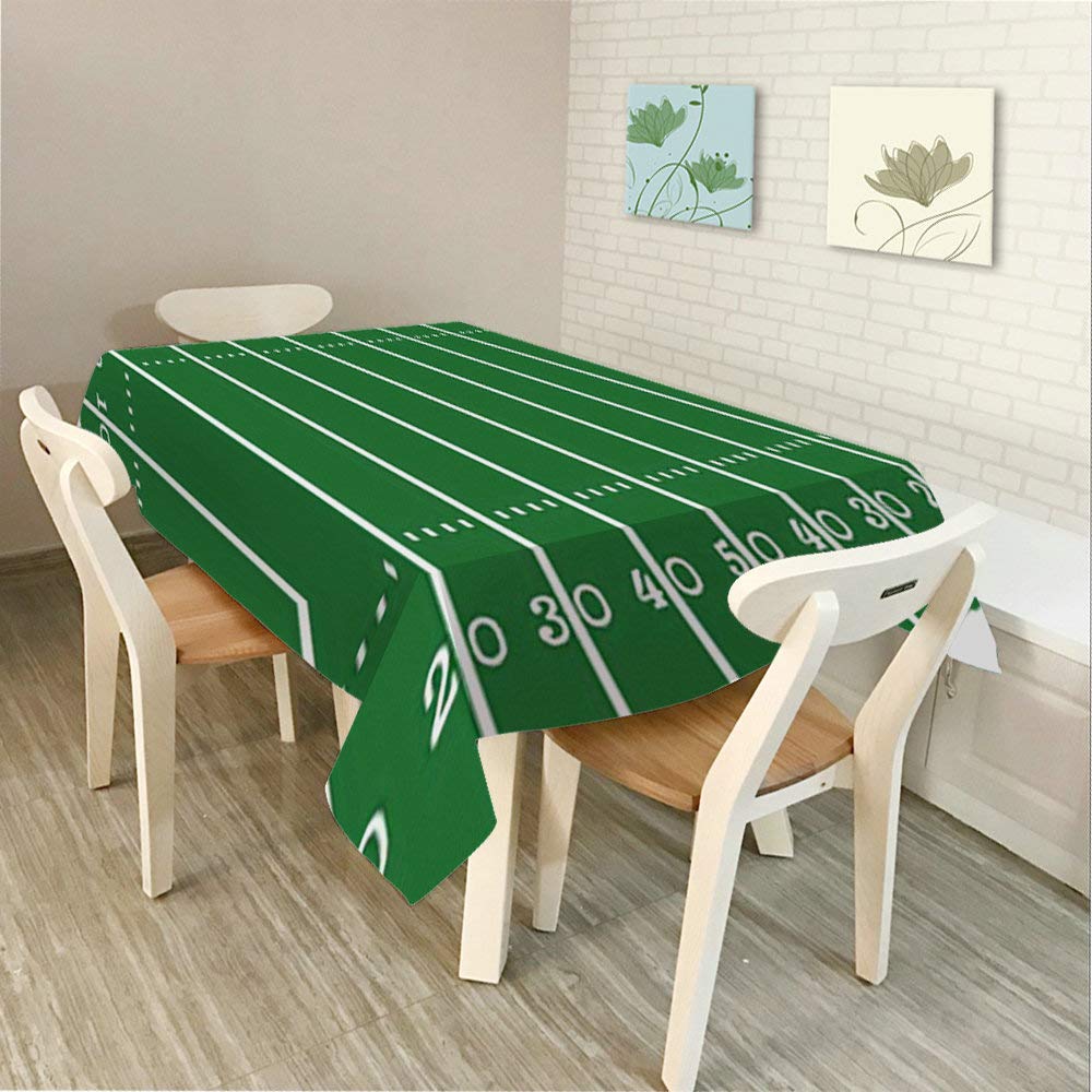 Premium Green Football Field Design Rectangular Tablecloth - 60 x 104 Inch Waterproof Table Cover for Dining, BBQ, Picnic, Coffee Tables - Perfect for Game Day Parties, Tailgating & Sports-Themed Events