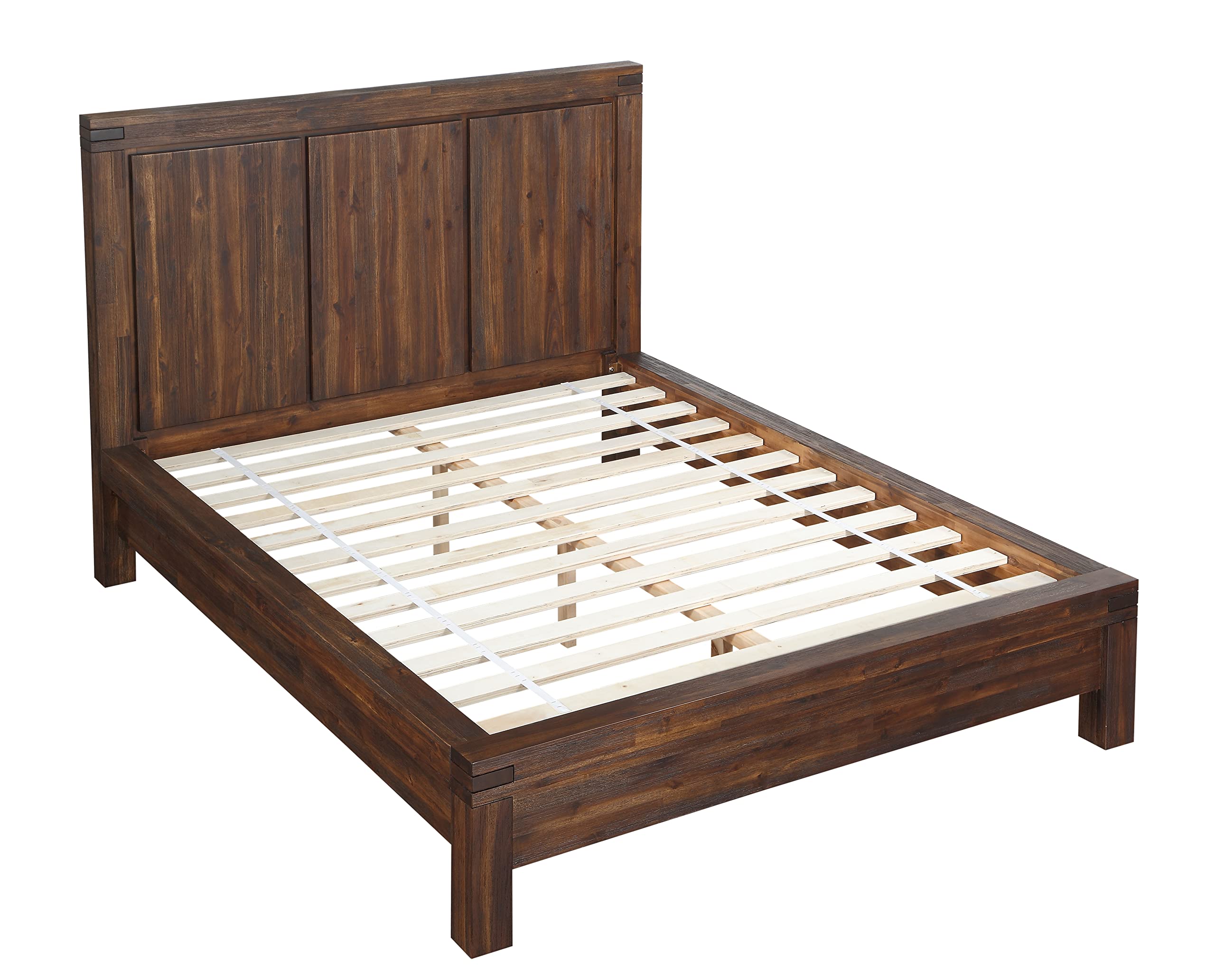 Modus Solid Wood Platform Bed Frame, Full Size, Meadow Brick Brown - Sturdy Wooden Bed with Slat Support for Bedrooms, Guest Rooms & Dormitories