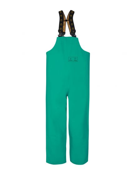 Chemical Resistant Bib Overalls - Heavy Duty Work Pants for Industrial & Lab Use - Green (1 Pair) - Ideal for Painters, Welders & Hazardous Material Handling