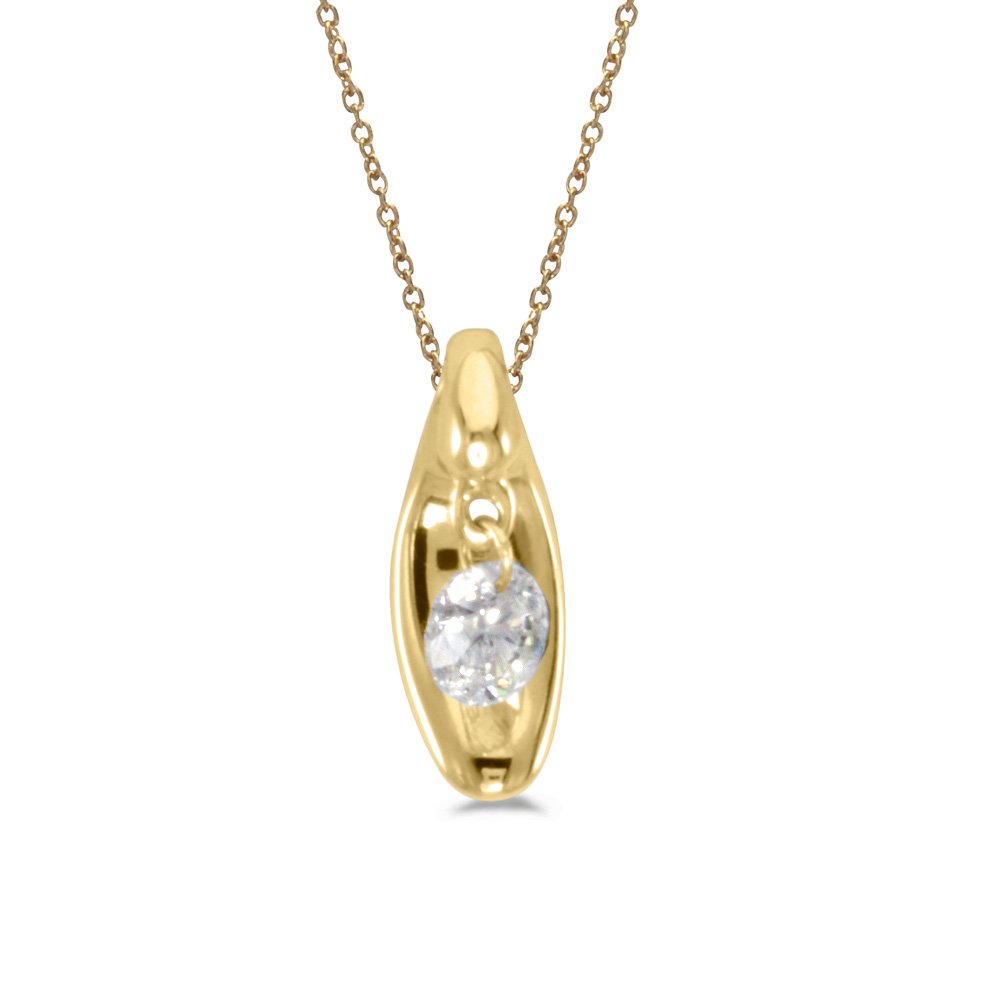 14K Yellow Gold Diamond Pendant Necklace for Women - 18