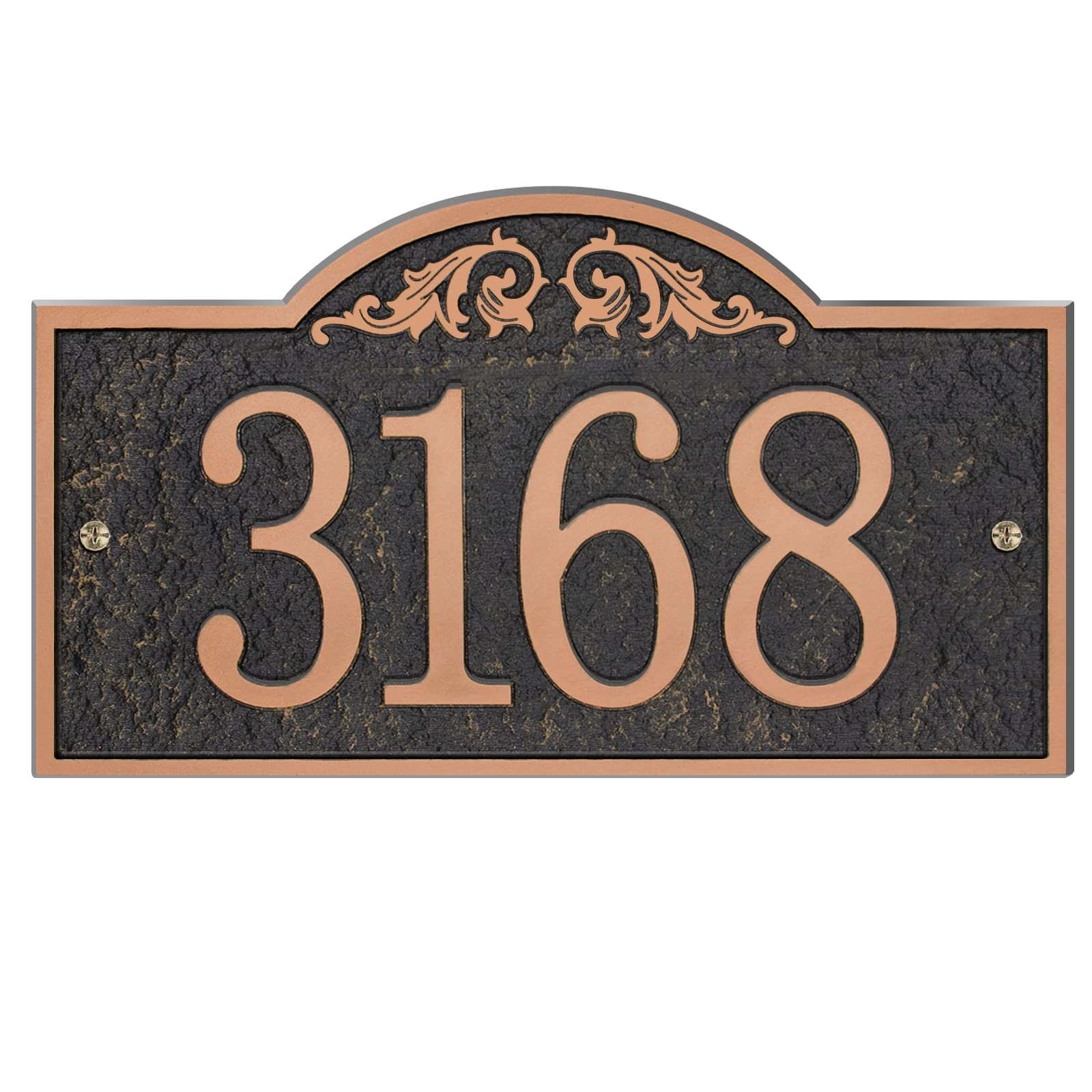 Handcrafted Vintage Address Plaque - Personalized House Sign for Yard, Garden & Wall Decor - 11 x 6 Inch Red Copper Plaque - Perfect for Home Entrance, Mailbox & Outdoor Decor