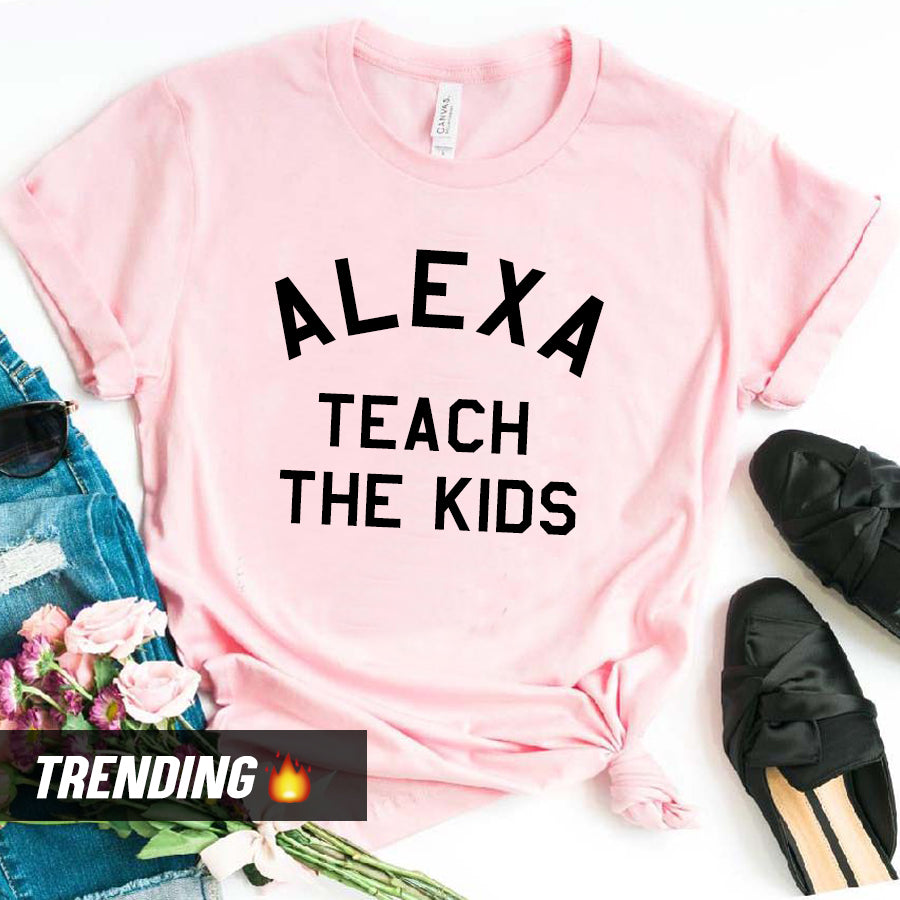 Alexa Teach The Kids T-Shirt (MRK X) - Funny Tech Slogan Shirt for Kids & Teens - Perfect for School, Family Gatherings & Tech Enthusiasts