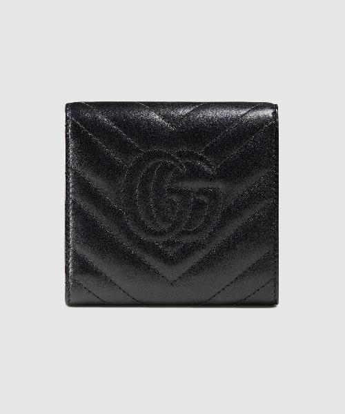 Gucci GG Marmont Matelassé Leather Wallet for Women - Black Luxury Designer Card Holder with Gold Chain - Perfect for Everyday Use, Parties & Travel