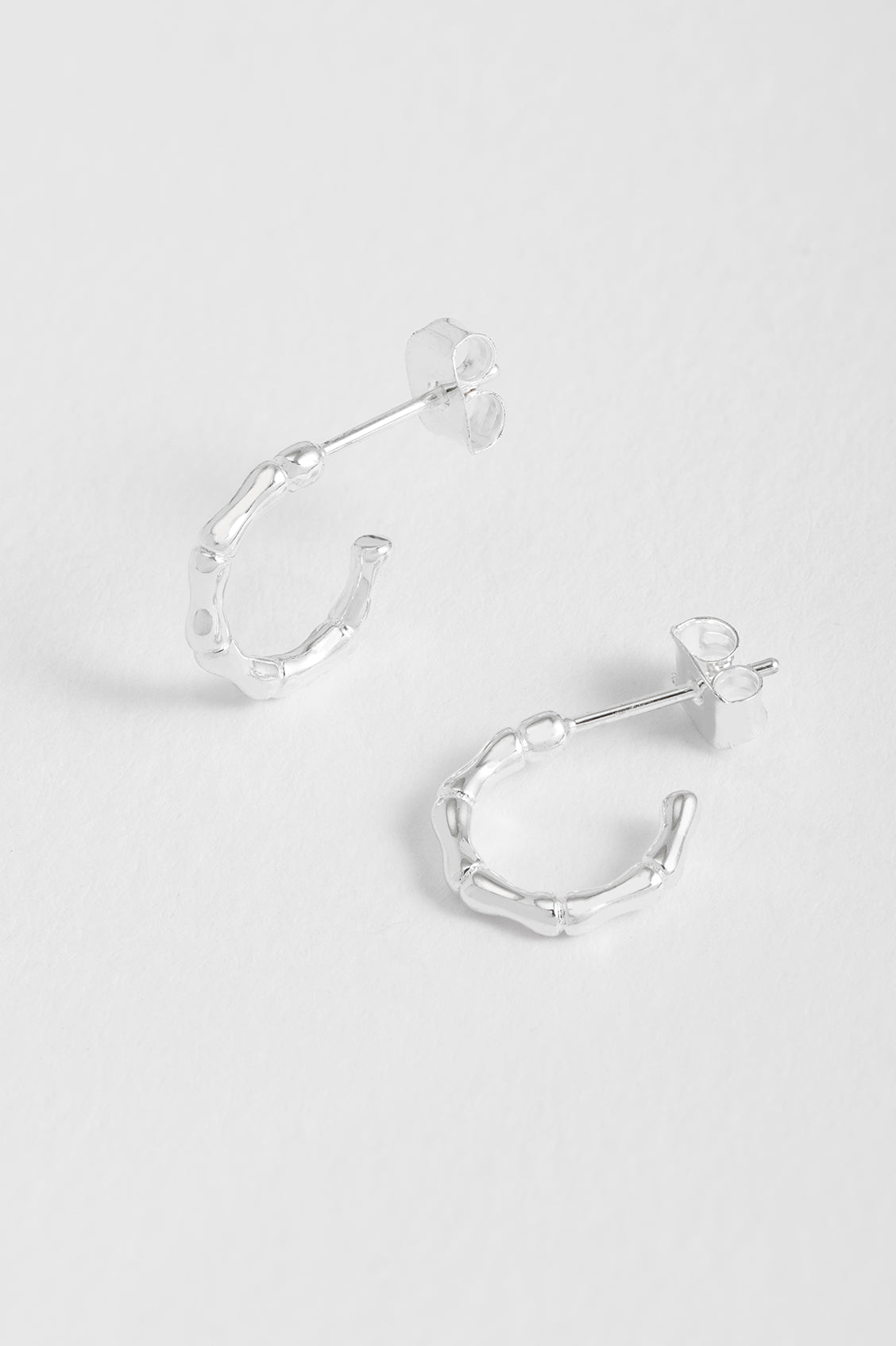 Sterling Silver Plated Bamboo Hoop Earrings for Women - Elegant Dangle Drop Earrings for Everyday Wear, Party & Gift Giving