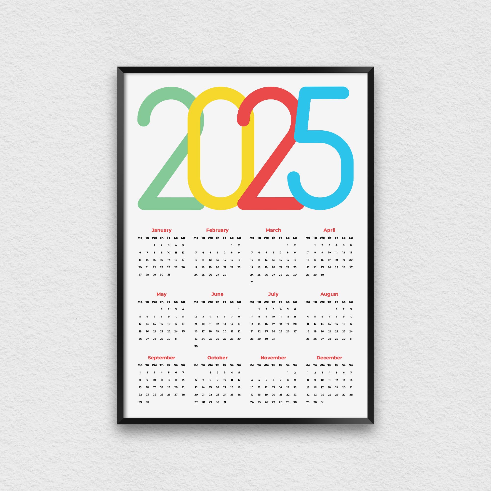 2025 Rainbow Wall Calendar - Stylish Entryway Decor for Home & Office | Perfect for Planning, Gifting & Holiday Organization