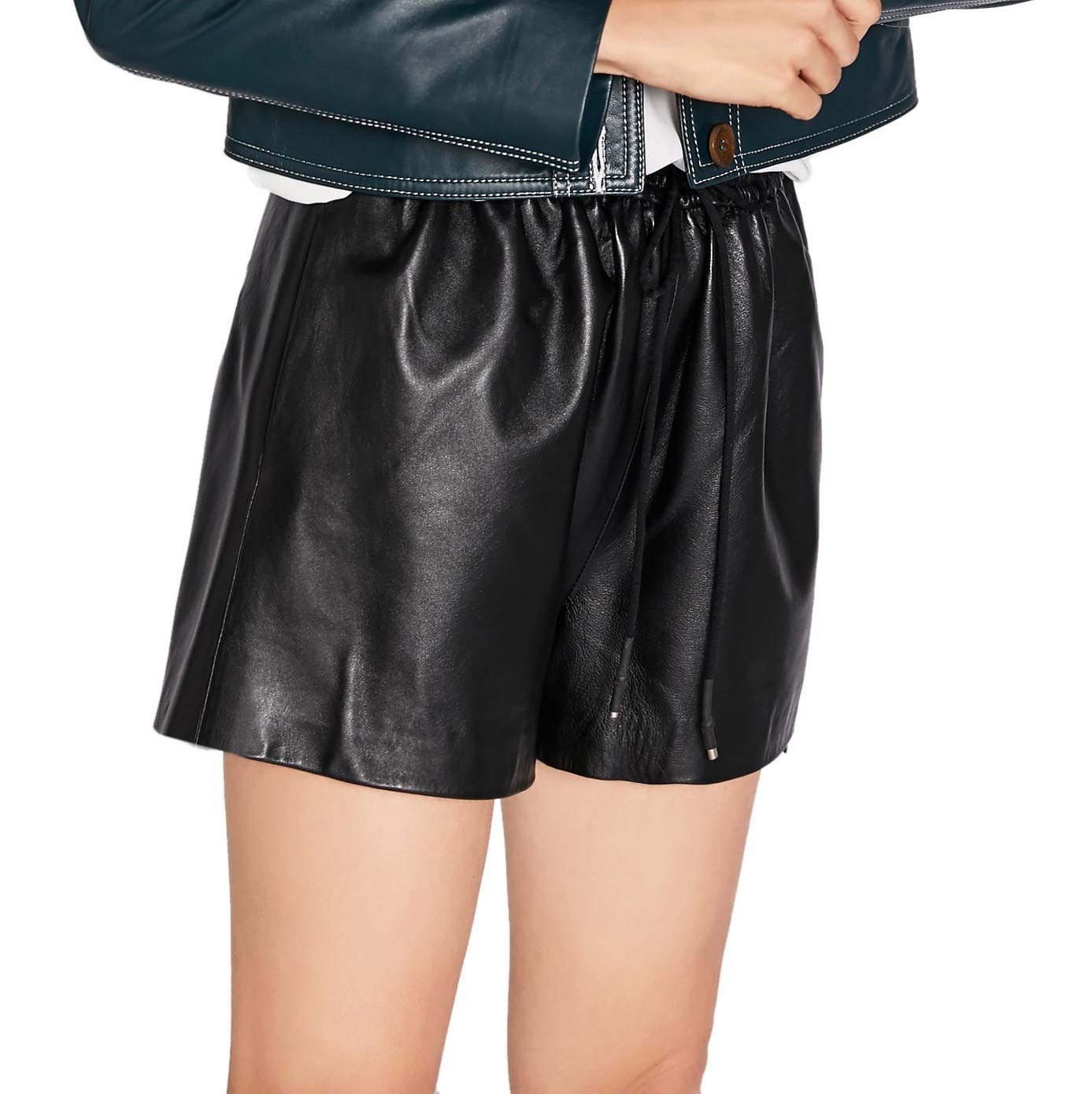 Women's High Waisted Black Leather Shorts - SmartUniverseWear | Stylish Faux Leather Pants for Night Out, Party & Casual Wear