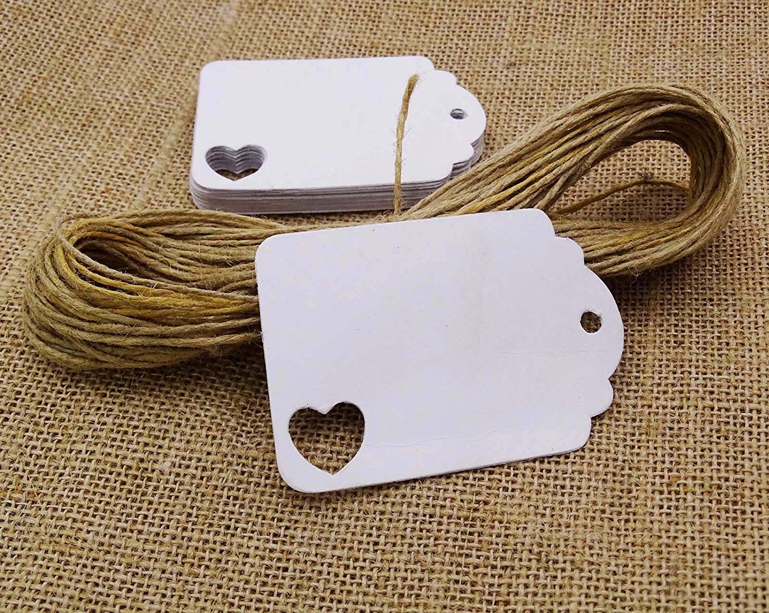 500 Pcs Scalloped Edge Gift Tags with Heart Cutouts & Free Strings - Colorful Rectangular Hang Tags for Birthday, Christmas, Wedding & Party Favors