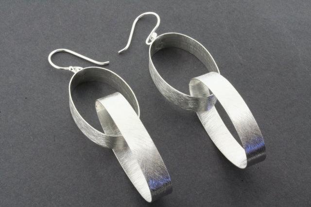 Sterling Silver Double Oval Ribbon Earrings - Elegant Dangle Earrings for Women, Perfect for Parties, Weddings & Everyday Wear