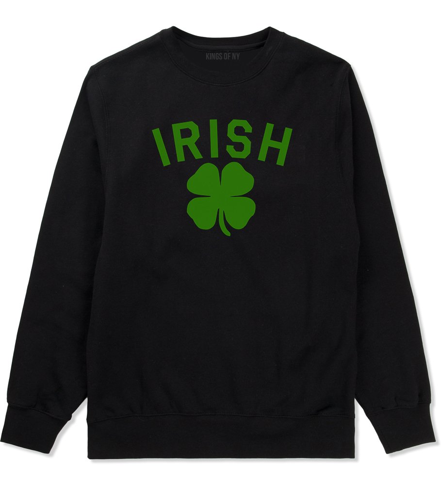 Kings Of NY Irish Four Leaf Clover St Patrick's Day Men's Crewneck Sweatshirt | Lucky Green Pullover for St Paddy's Celebration & Casual Wear