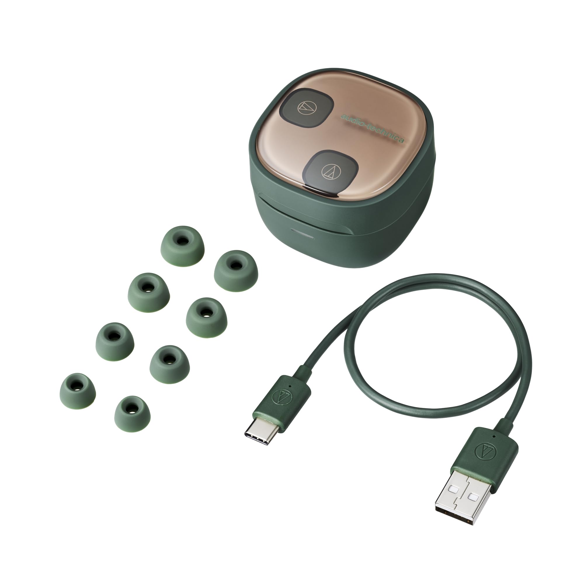 Audio-Technica ATH-SQ1TW2GR Wireless Bluetooth Headphones - True Wireless Earbuds with Noise Isolation, 20H Battery Life (Forest Green) | Perfect for Gym, Commuting & Travel