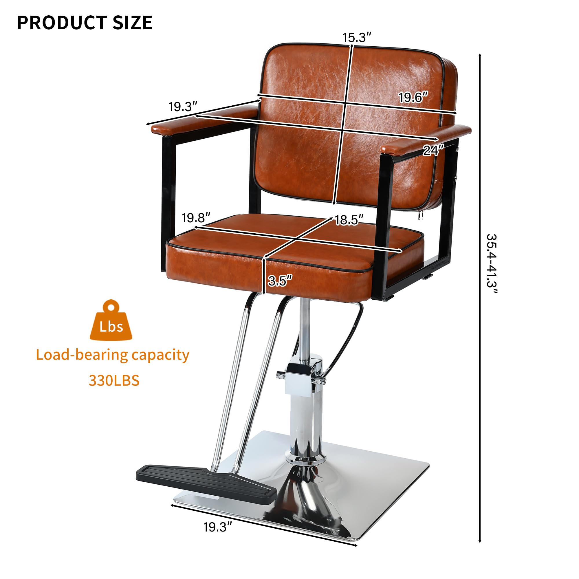 Premium Hydraulic Barber Chair - Adjustable Height & Swivel Wood Leather Salon Styling Chair for Professional Haircuts | Perfect for Beauty Salons, Barber Shops & Spa Equipment