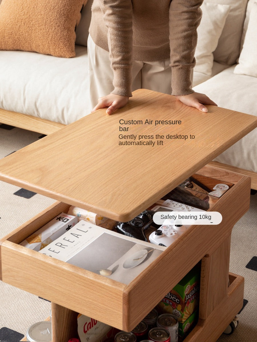 Premium Solid Wood Rotating Mobile Side Table - Oak, Cherry, Black Walnut | Modern End Table for Living Room, Bedroom, Office & Small Spaces