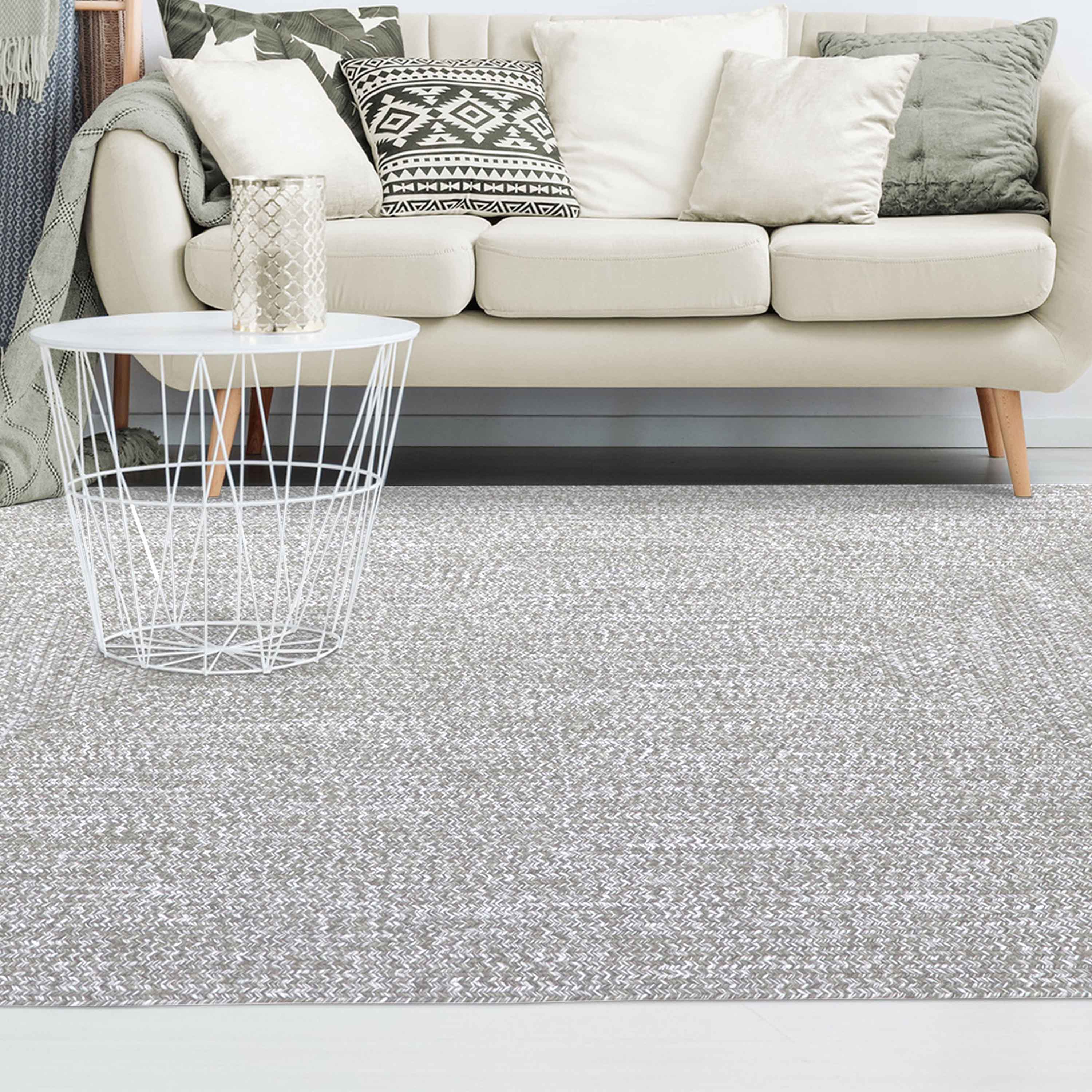 Bohemian Two-Tone Braided Area Rug - Soft Indoor/Outdoor Carpet for Living Room, Bedroom, Patio & Deck - Non-Slip Floor Mat for Home Decor