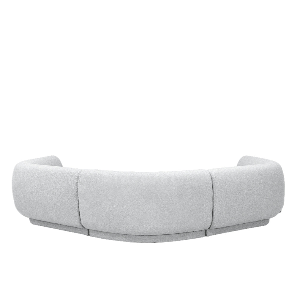 Pebble Curve 4-Seater Sectional Sofa with Ottoman - EcoClean Fabric, Modern L-Shaped Couch for Living Room, Family Room & Lounge Areas