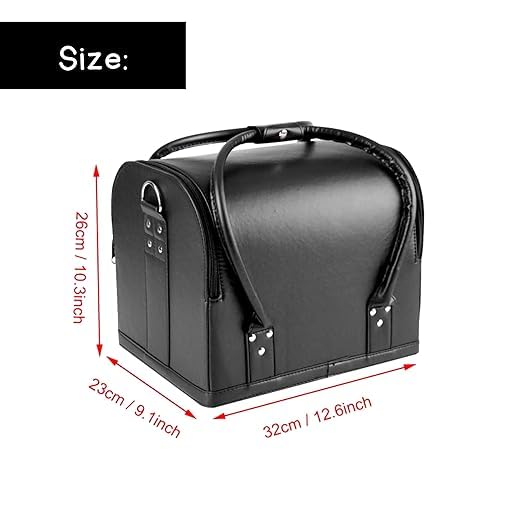 Professional 35cm Makeup Case - Large Cosmetic Organizer with Nail Polish Storage | Travel Vanity Box for Beauty Tools & Cosmetics (Black Alligator Pattern) - Perfect for Salon Professionals, Travel & Home Organization