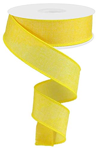 Shiny Solid Canvas Wired Edge Ribbon - 1.5 Inch x 10 Yards - Yellow Decorative Ribbon for Gift Wrapping, Bow Making, Floral Arrangements, DIY Crafts and Party Decorations