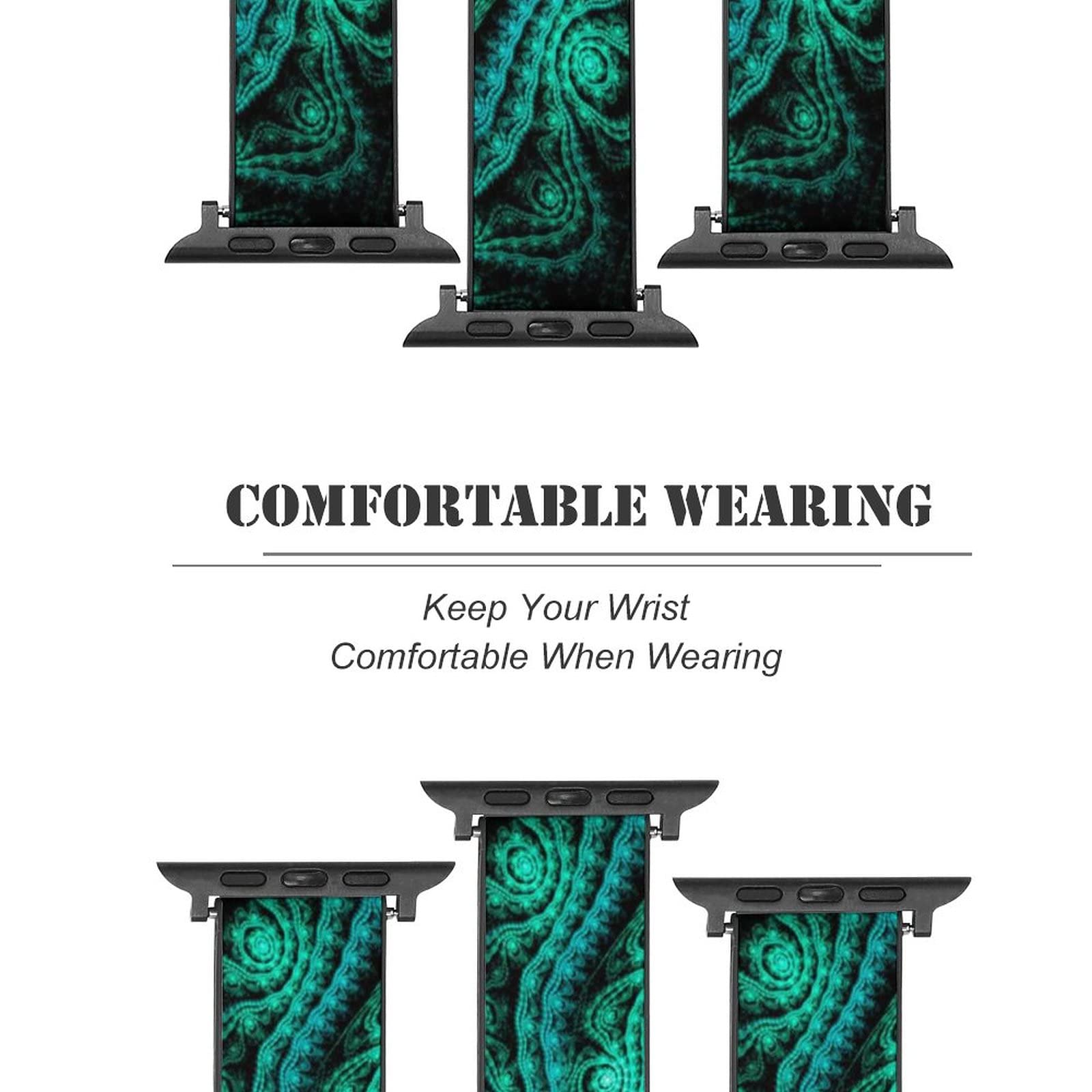 **Soft PU Leather Apple Watch Band 42mm 44mm - Spiral Tie Dye Green Replacement Strap for iWatch Series 7/6/5/4/3/2/1 - Unisex Design for Men & Women - Perfect for Workouts, Office & Casual Wear**