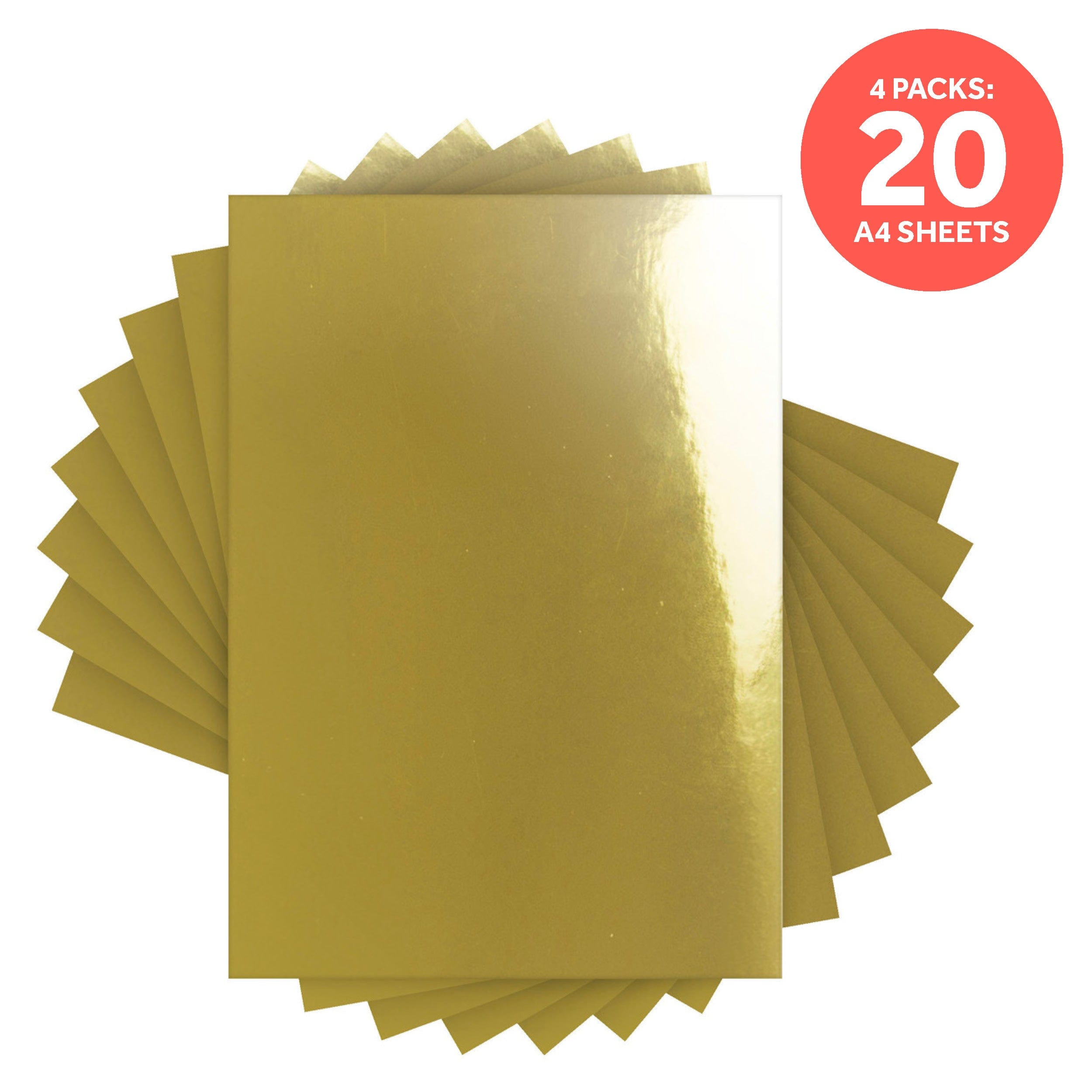 4-Pack Mirror Card Polished Gold A4 Size (8.3 x 11.7 Inches) - Premium Reflective Paper for DIY Crafts, Scrapbooking & Home Decor