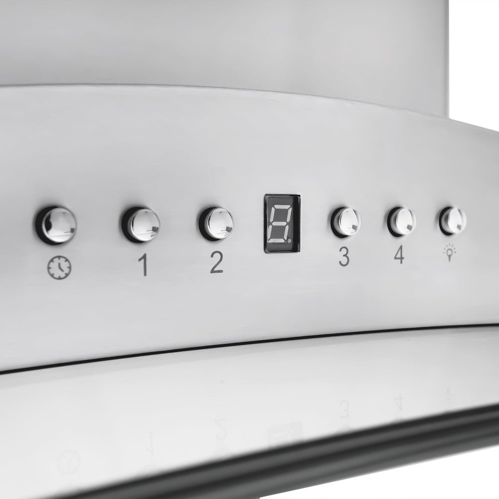 ZLINE GL9iCRN BT Stainless Steel Island Mount Range Hood with Built-in CrownSound Bluetooth Speakers - Premium Kitchen Ventilation for Modern Homes, Perfect for Cooking & Entertaining