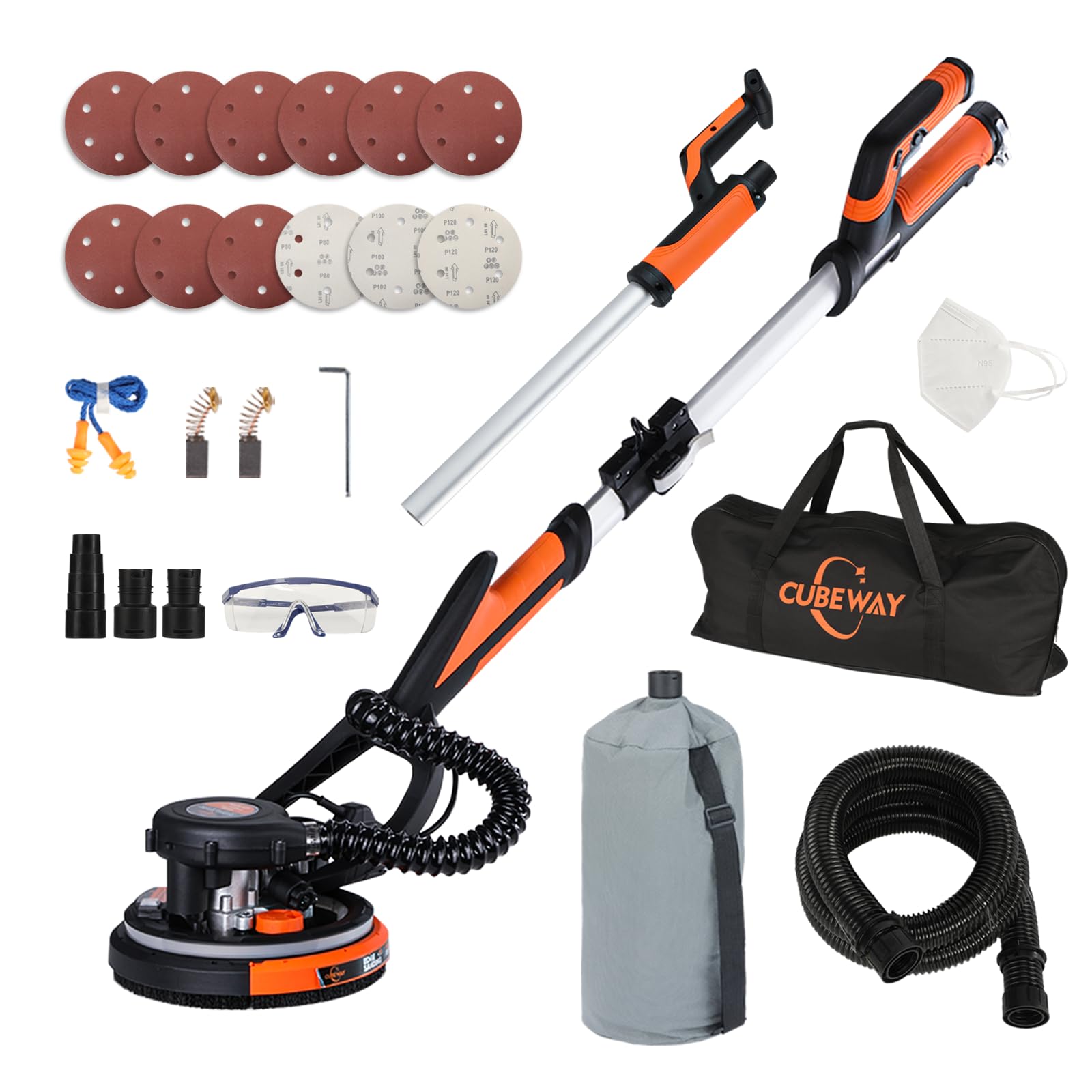 780W Electric Drywall Sander with Vacuum Dust Collection - 1800RPM Variable Speed, LED Light, Dustless Wall & Popcorn Ceiling Removal Tool for Home Renovation & Professional Use