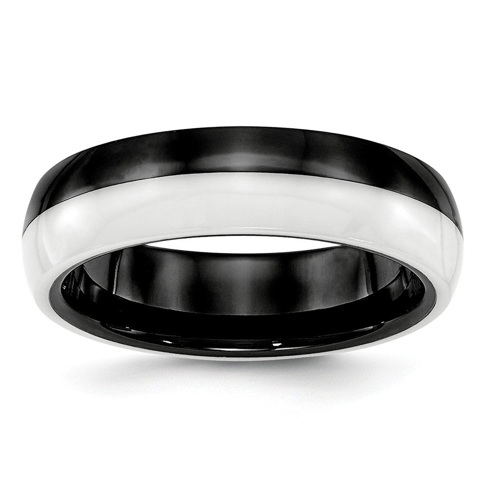 Solid Ceramic Black and White 6.00mm Wedding Band Ring for Men & Women - Durable Comfort Fit Wedding Ring for Everyday Wear, Anniversary Gift, and Special Occasions