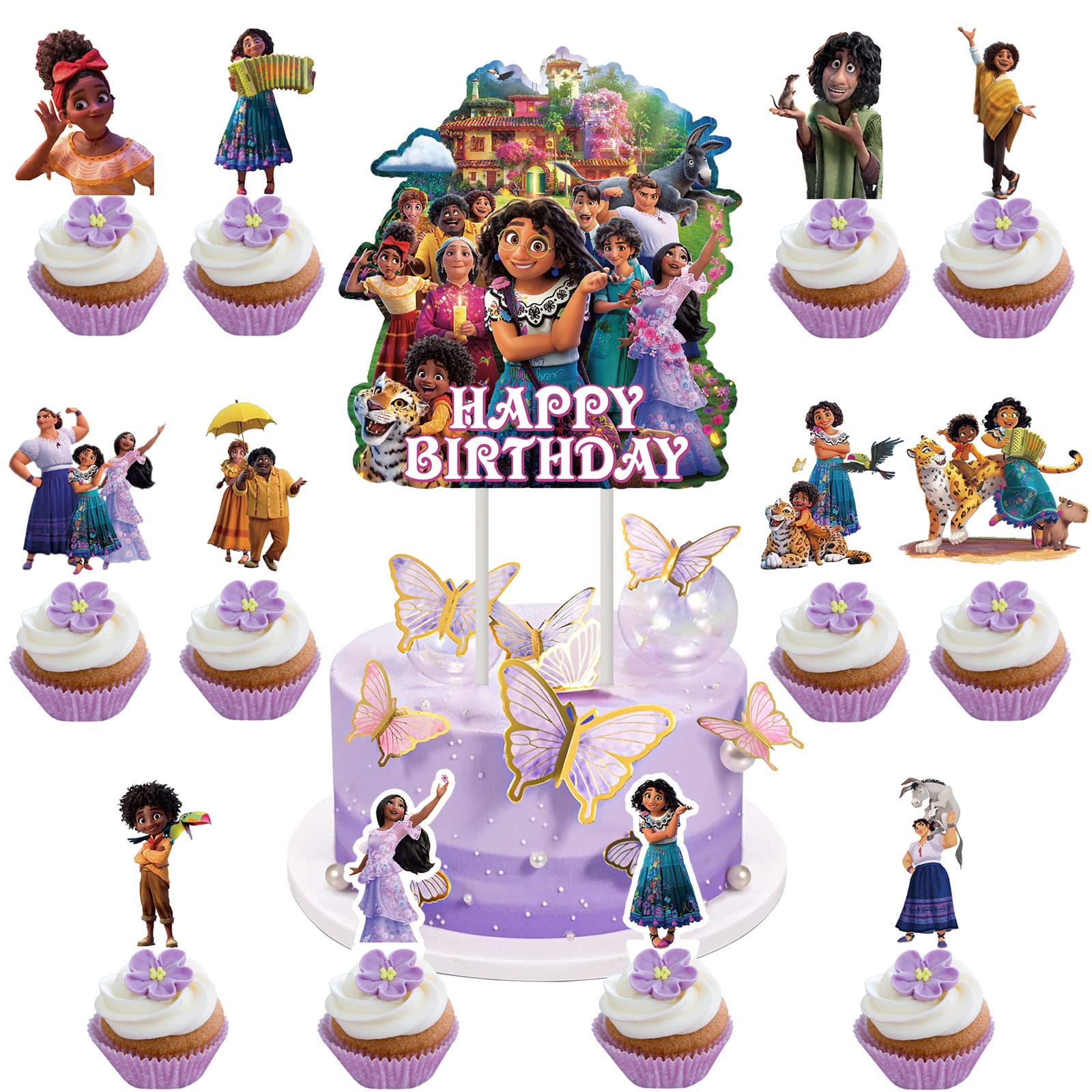 25PCS Encanto Cupcake Toppers - Disney Encanto Cake Decorations for Birthday Party, Kids Boys Girls Party Supplies - Perfect for Themed Cakes, Cupcakes, and Dessert Table Decor