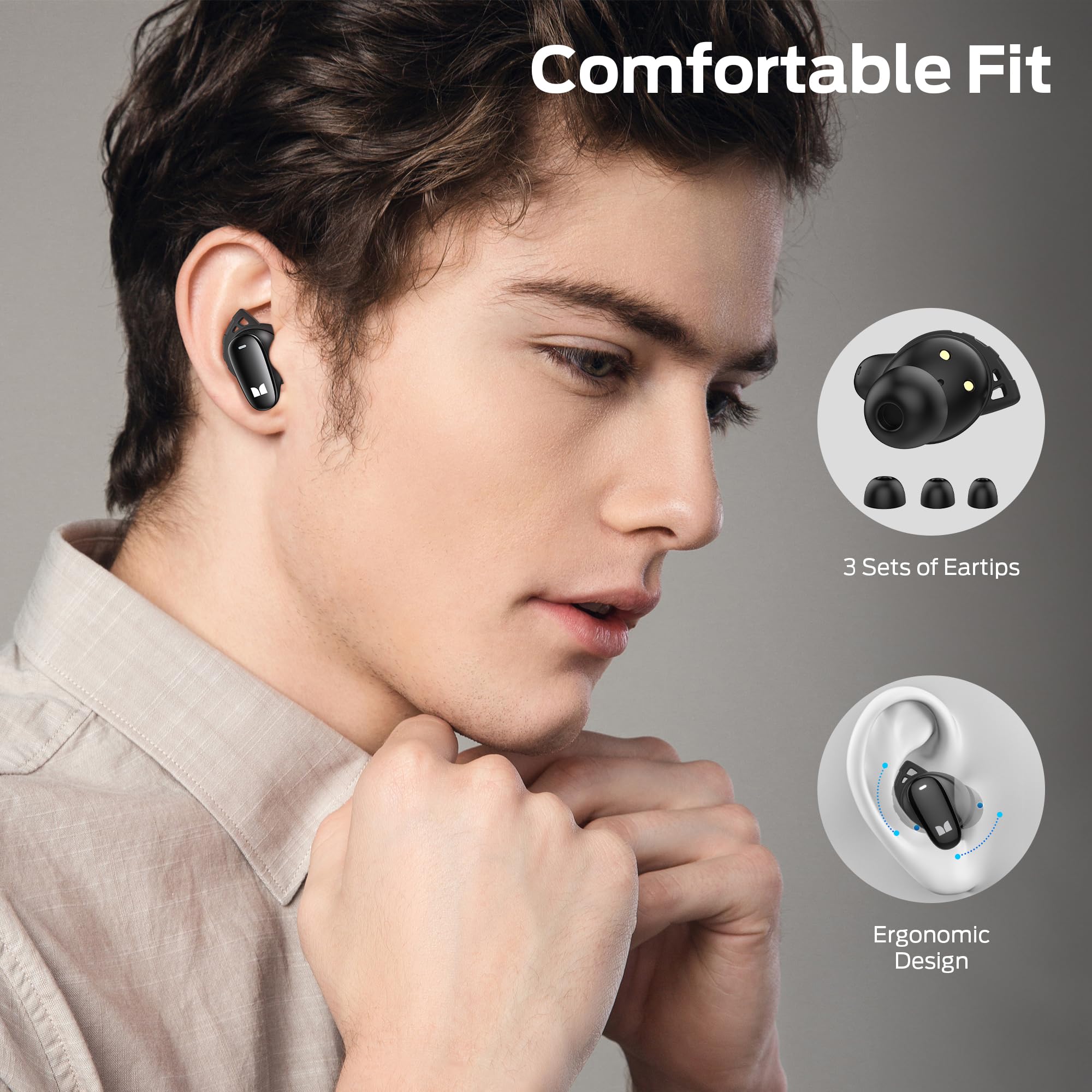 Monster N-Lite 206 Bluetooth 5.4 Wireless Earbuds - IPX6 Waterproof in-Ear Headphones with Built-in Mic, Touch Control, 25H Playtime & Type-C Charging (Black) | Perfect for Gym, Running, Travel & Workouts
