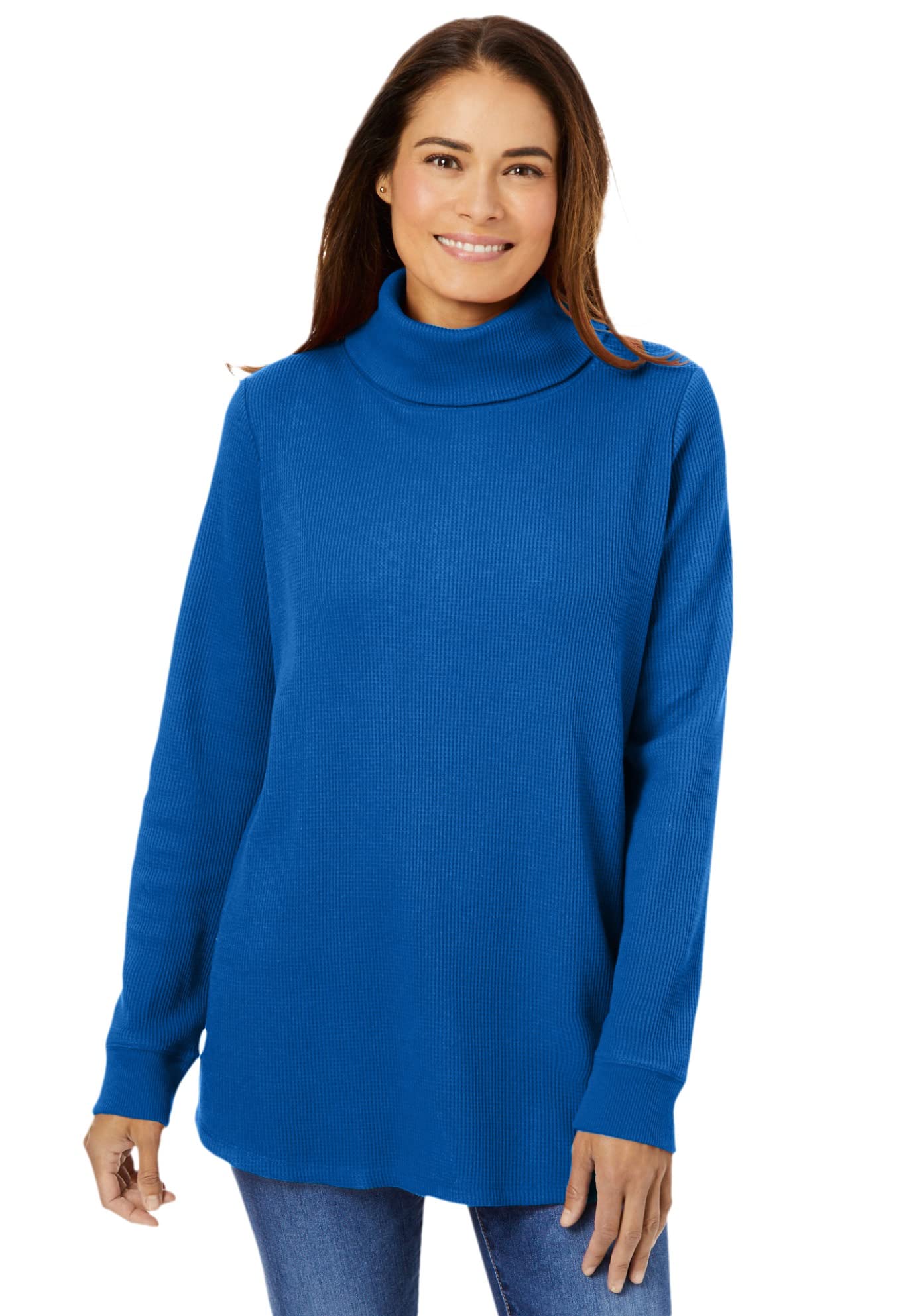 Woman Within Women's Plus Size Thermal Waffle Turtleneck Long Underwear Top - Warm Winter Base Layer for Cold Weather & Outdoor Activities