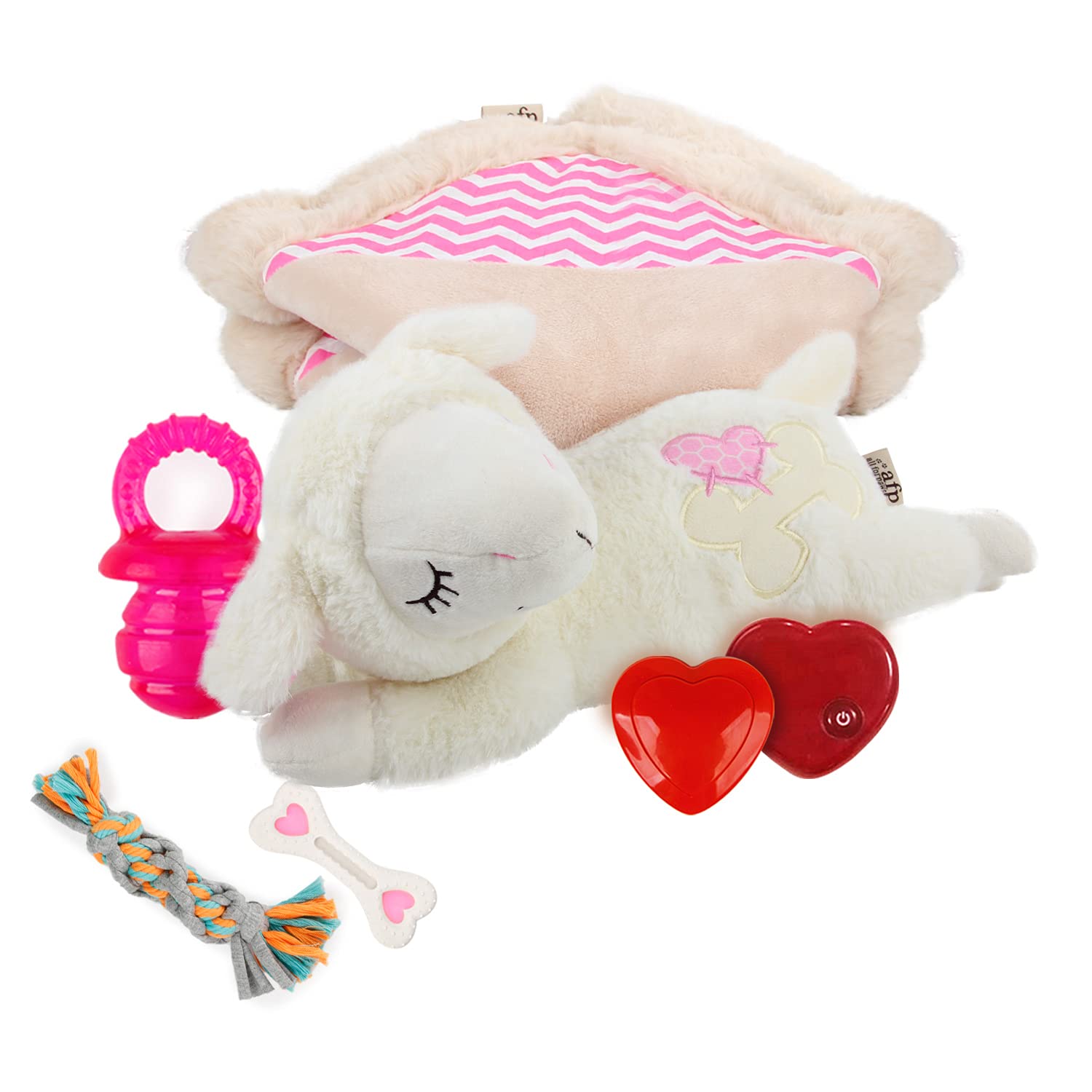 ALL FOR PAWS Heartbeat Dog Toy - Puppy Sleeping Buddy & Soothing Plush Stuffed Animal for Anxiety Relief - Perfect for Calming Puppies, Separation Anxiety, and Comfort During Travel or Storms