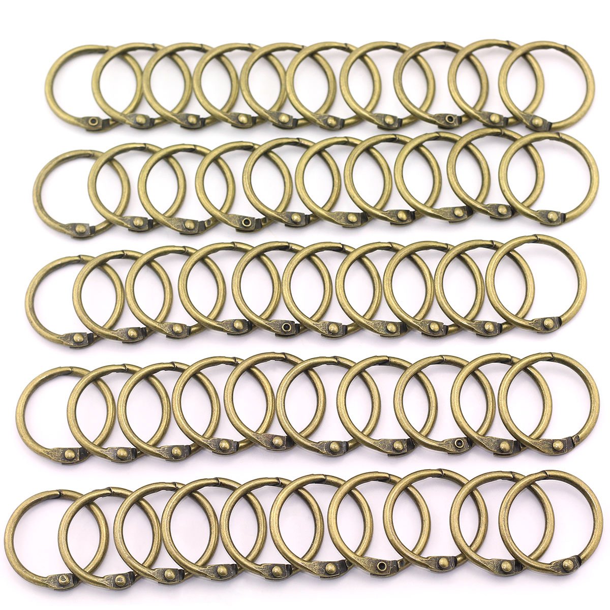 50pcs 1 Inch Bronze Book Rings - 25.4mm Metal Loose Leaf Binder Rings for Scrapbooking, Sketchbooks, Photo Albums, DIY Crafts - Perfect for School Projects, Office Organization & Memory Keeping