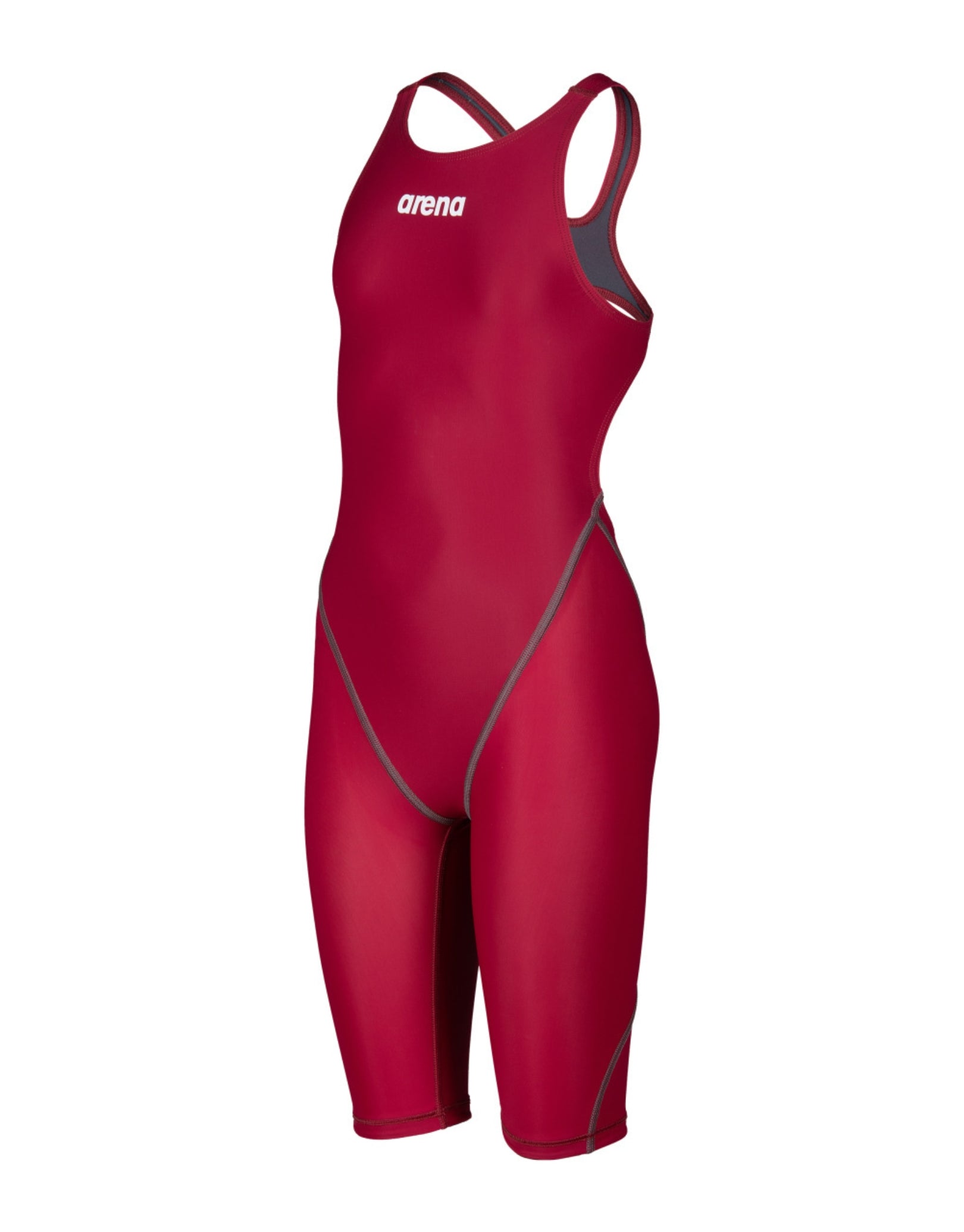 Girls Powerskin ST NEXT Open Back Swimsuit - Deep Red | High-Performance Training & Competition Swimwear for Young Athletes | Perfect for Swim Meets, Practice & Beach Fun