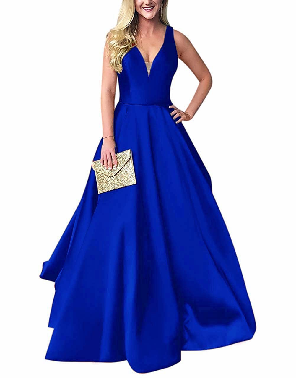 Elegant V-Neck Satin Bridesmaid Dress - A-Line Long Formal Evening Gown for Prom, Wedding Party & Special Occasions | Women's Ball Gown BD042 | Perfect for Bridal Shower, Cocktail Party & Black Tie Events
