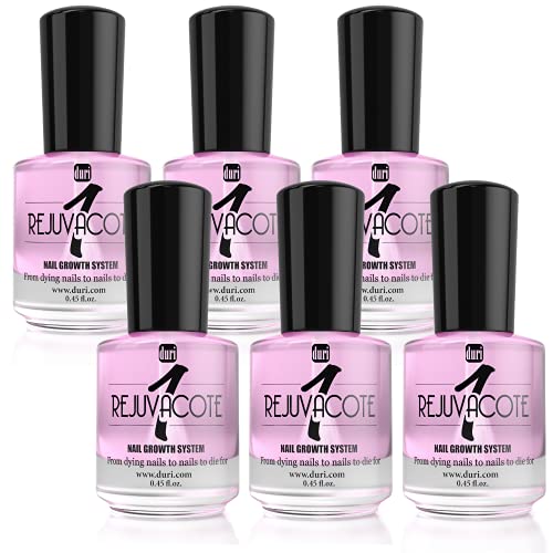 Duri Rejuvacote 1 Original Maximum Strength Nail Growth System - Base & Top Coat for Hardening, Repairing, Strengthening Brittle Nails (6-Pack) | Perfect for Salon Use & At-Home Nail Care