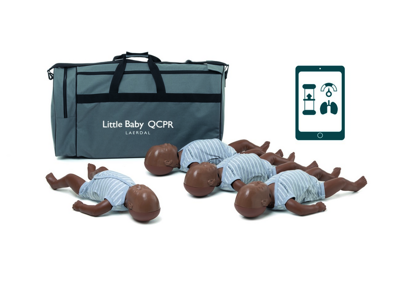 QCPR Little Baby Manikin 4-Pack - Dark Skin Tone - CPR Training for Infants & Newborns - Perfect for Medical Schools, Nursing Programs & First Aid Classes