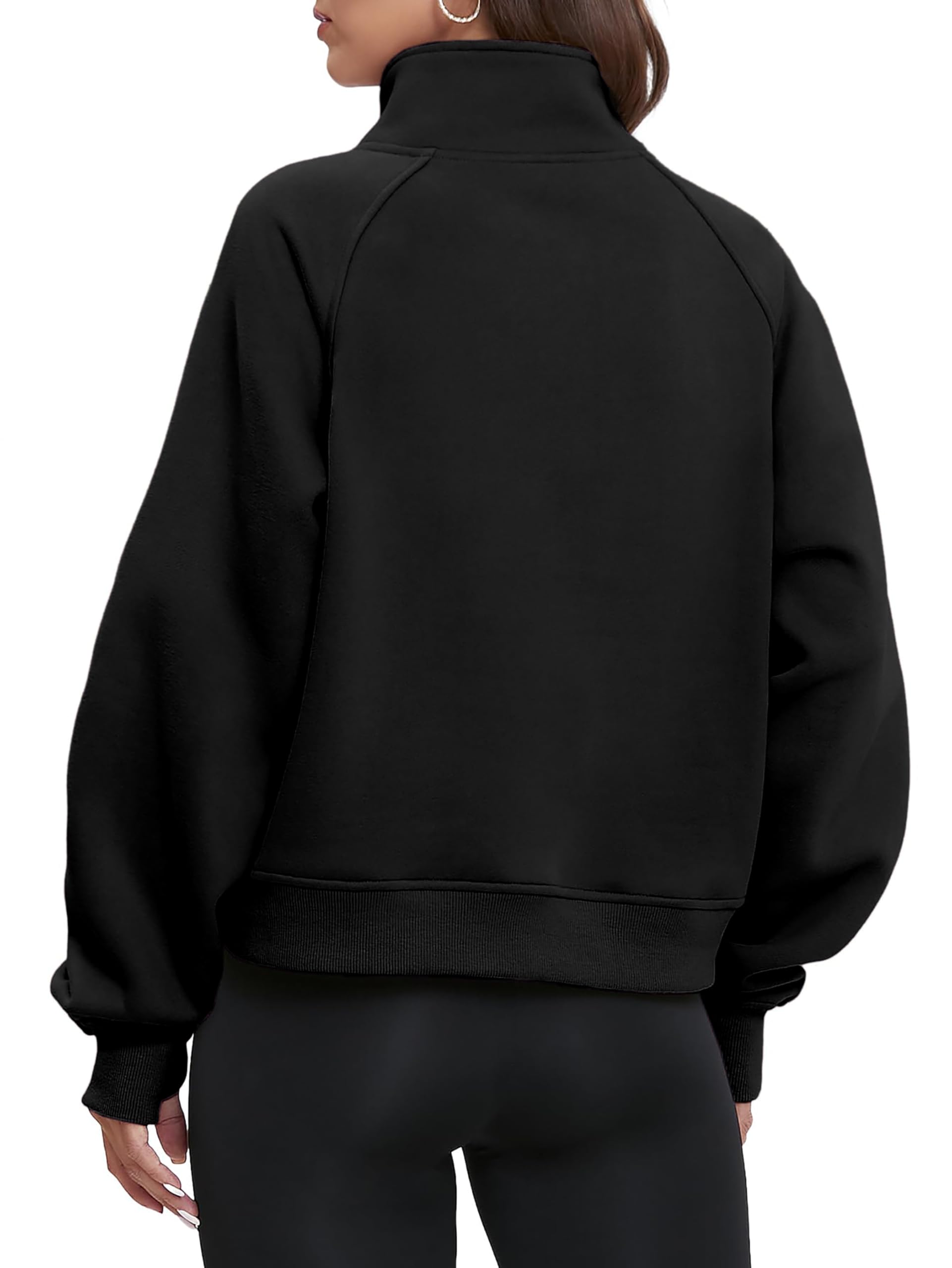 Wkwmrpet Women's Fleece Half Zip Pullover Sweatshirt - Casual Long Sleeve Workout Crop Top with Thumb Holes | Perfect for Gym, Running, Yoga & Outdoor Activities